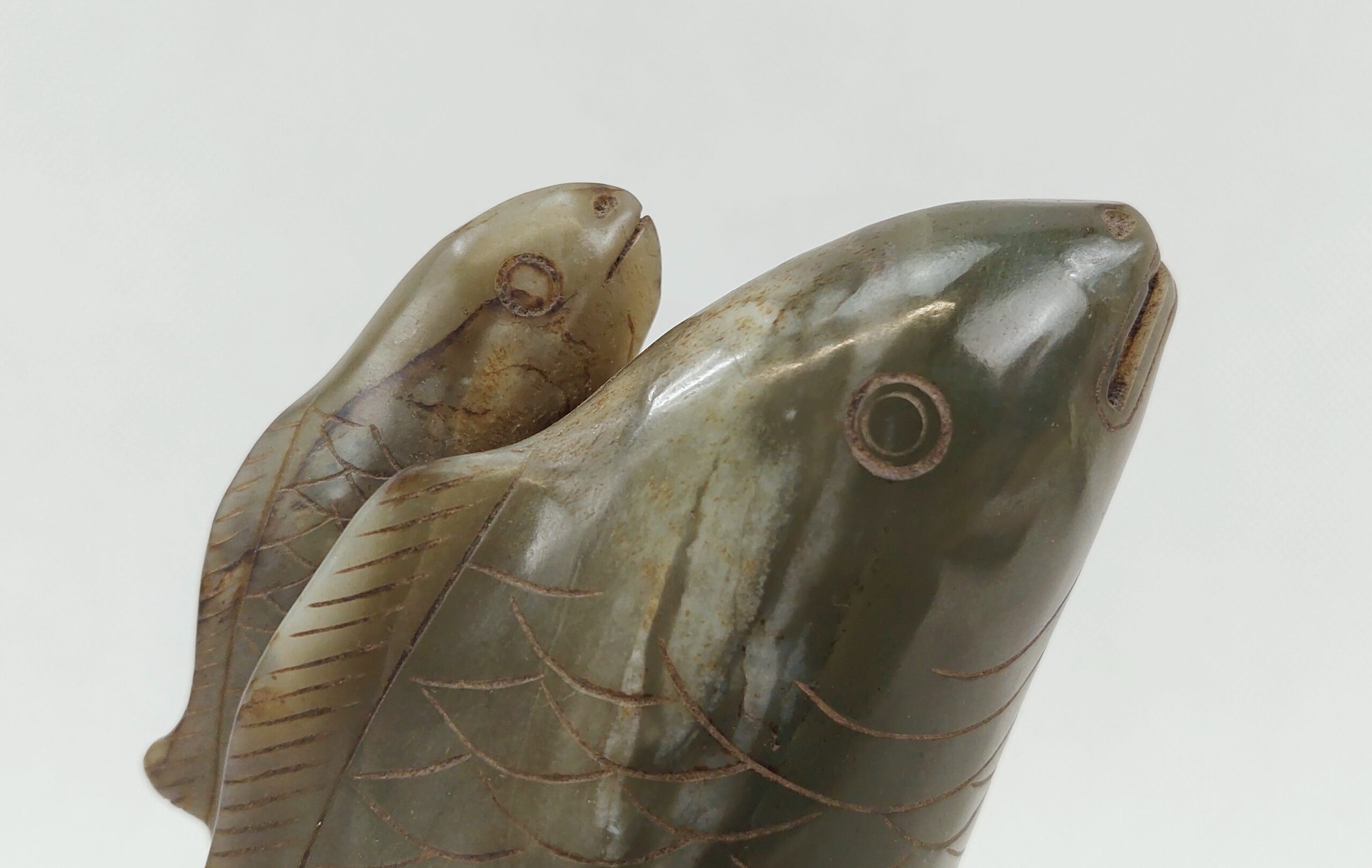 Chinese Qing Dynasty Nephrite Jade Carving Of Two Carp - Image 6