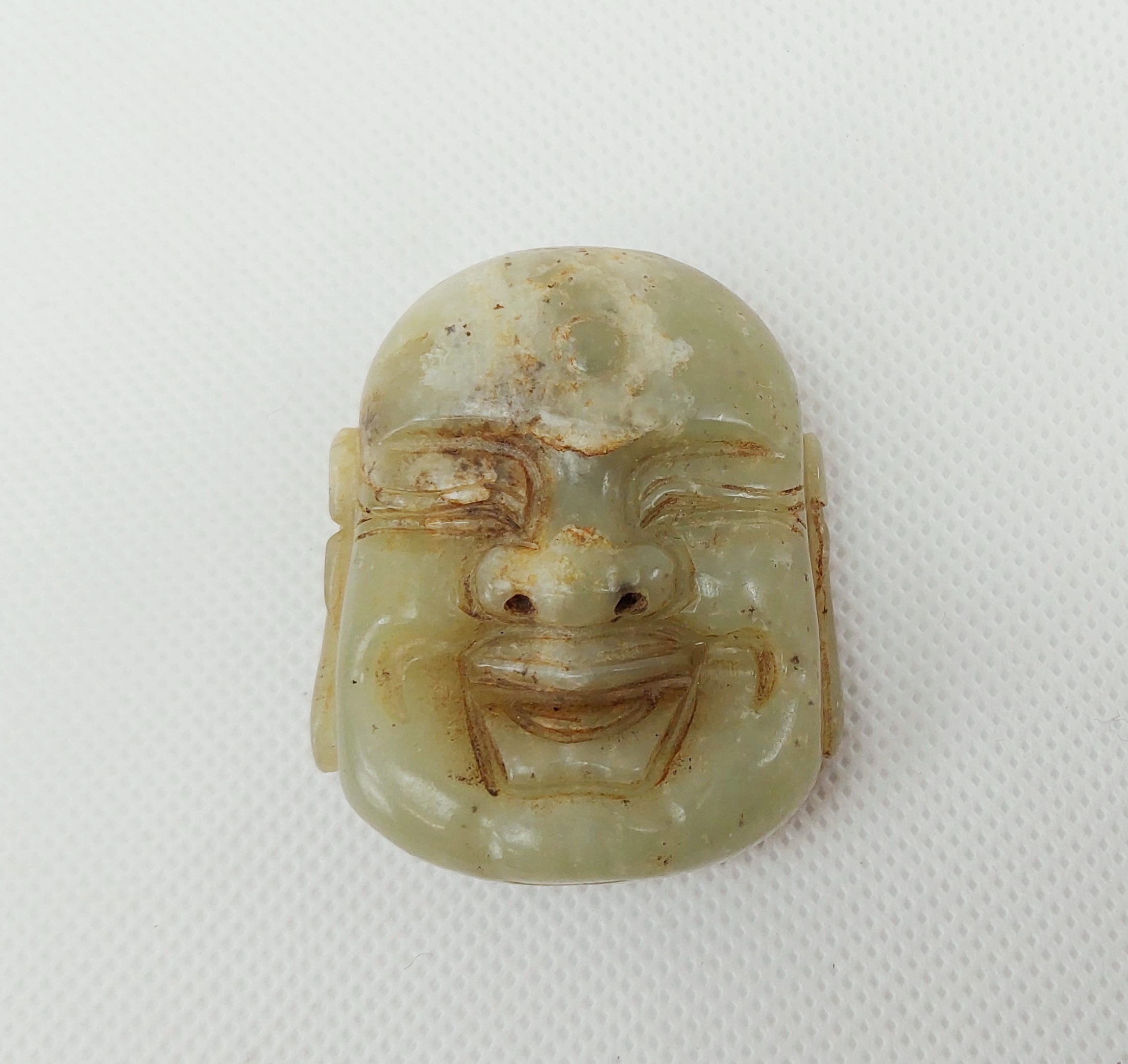 Chinese Qing Dynasty Nephrite Jade Laughing Buddah Belt Buckle