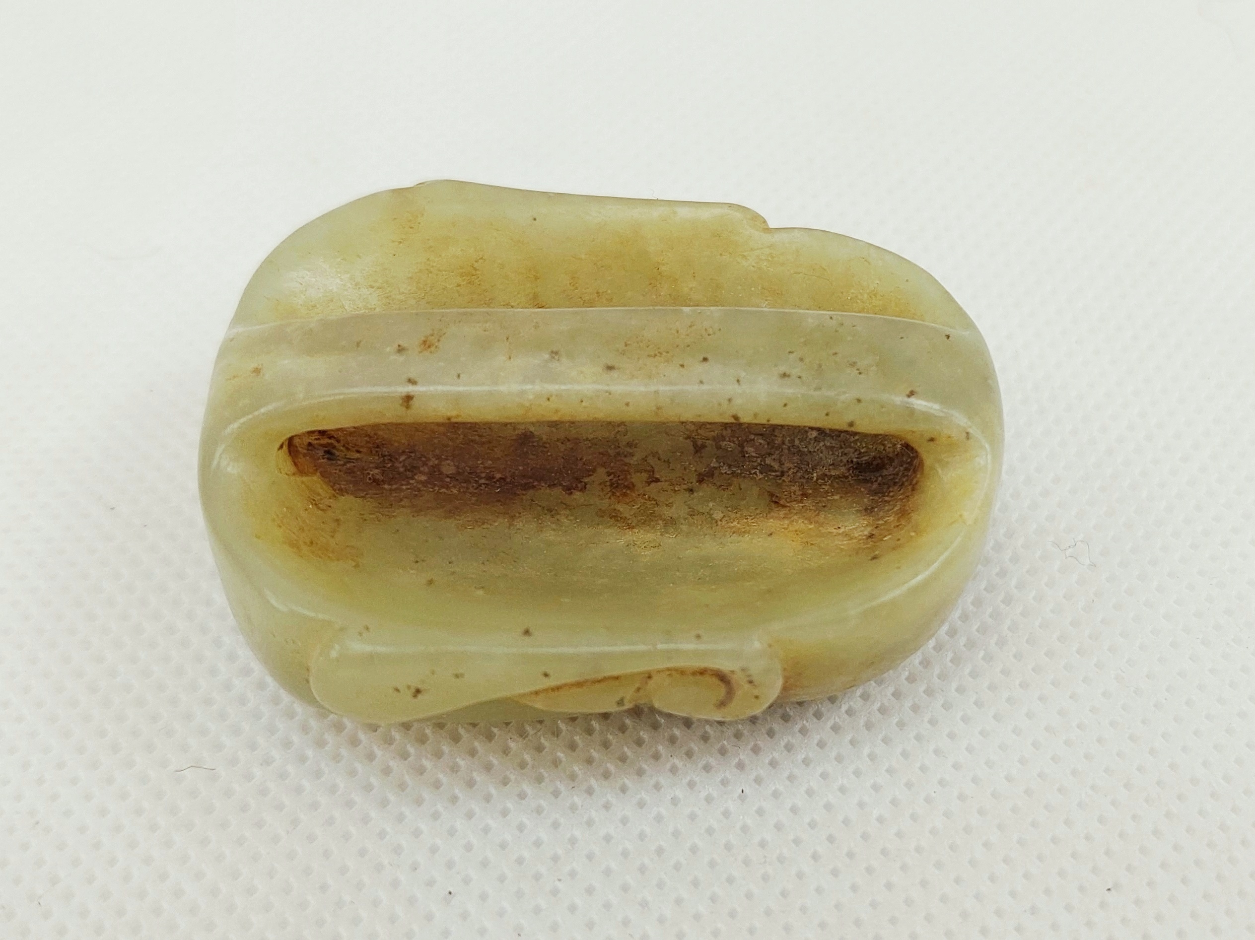 Chinese Qing Dynasty Nephrite Jade Laughing Buddah Belt Buckle - Image 4