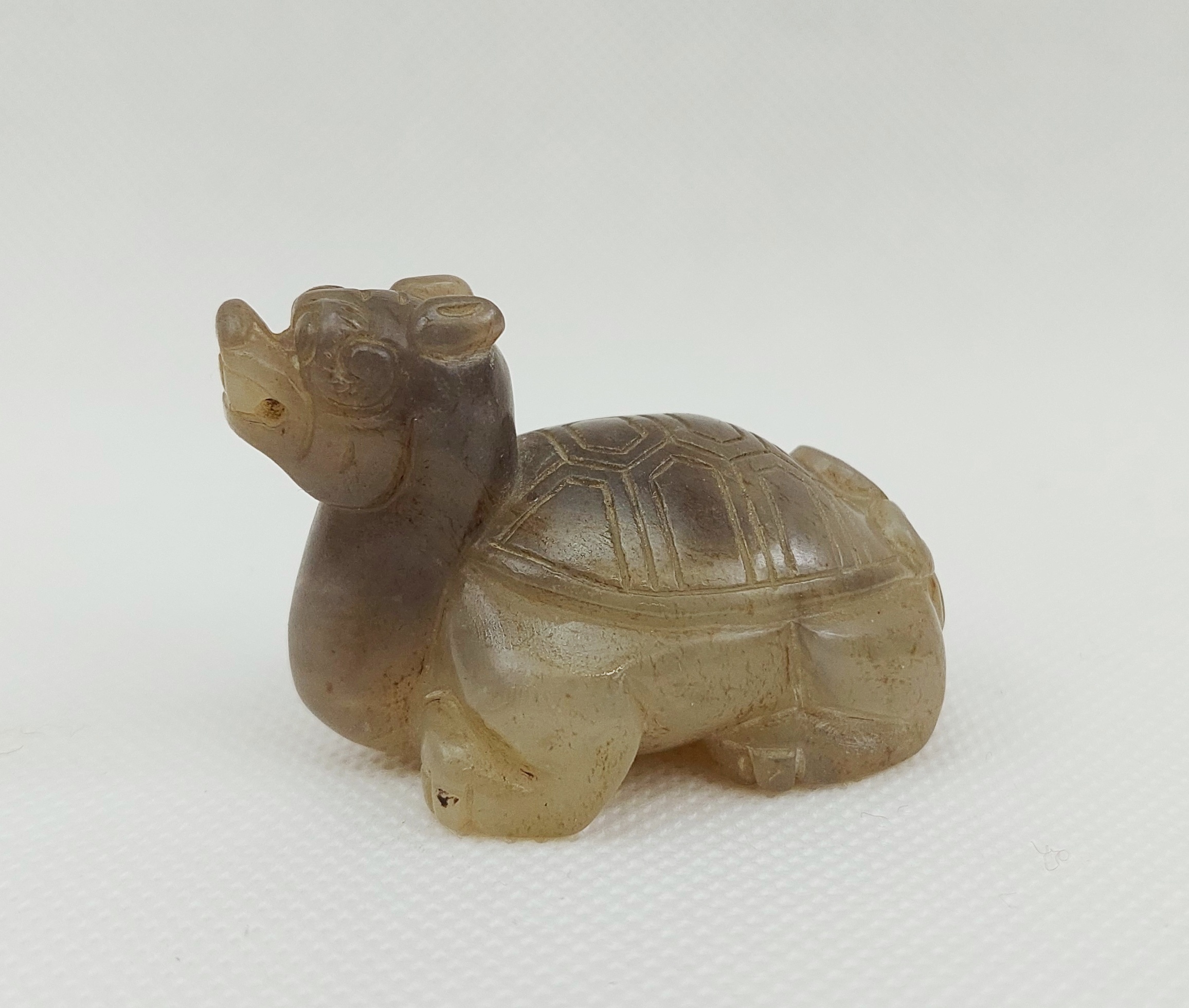 Chinese Qing Dynasty Nephrite Jade Tortoise With Dragon Head