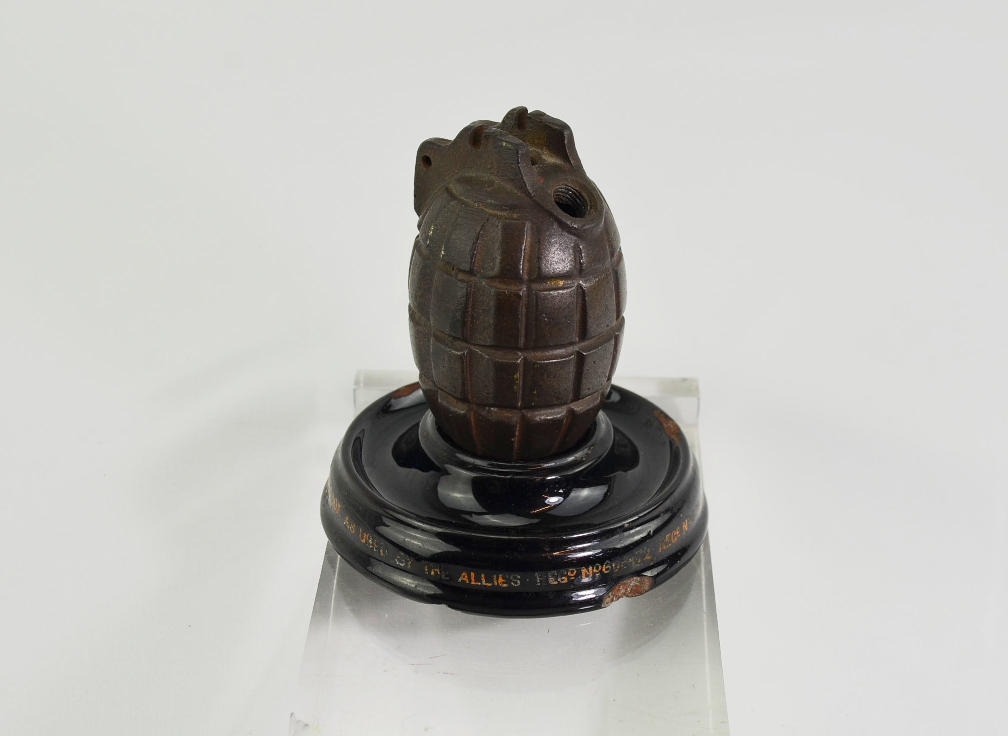 WW1 Souvenir Mills Bomb Money Box with George V Sixpences