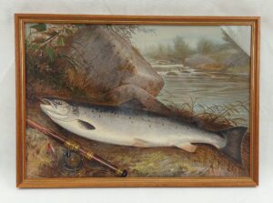 Samuel A. Kilbourne Chromolithograph Atlantic Salmon Fish Published By Scribner’s 1879