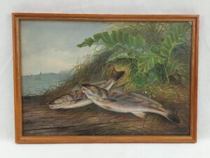 Samuel A. Kilbourne Chromolithograph Two Brook Trout Fish Published By Scribner’s 1879