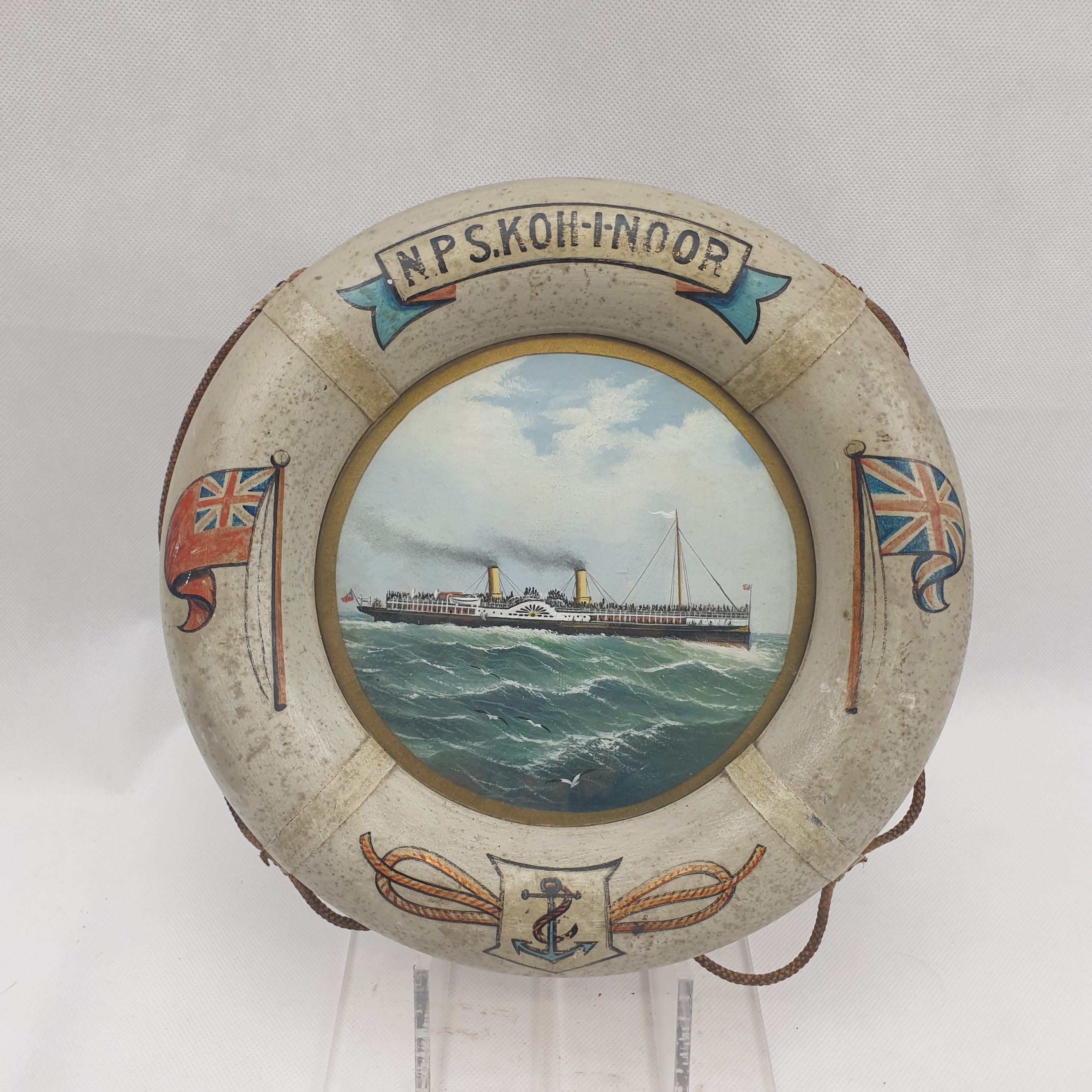 1892 Koh I Noor Paddle Steamer Souvenir Life Ring With Original Watercolour