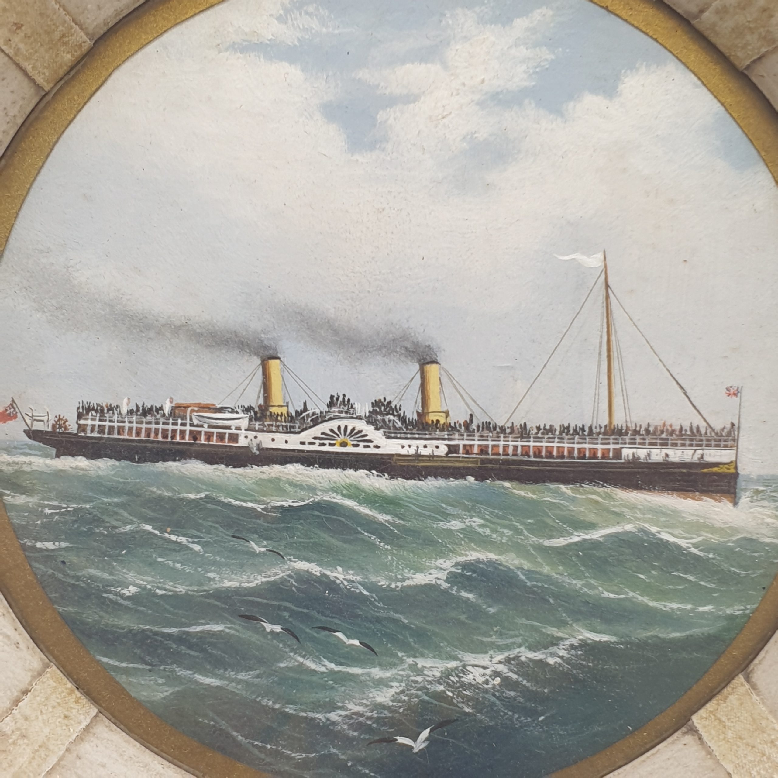 1892 Koh I Noor Paddle Steamer Souvenir Life Ring With Original Watercolour - Image 4