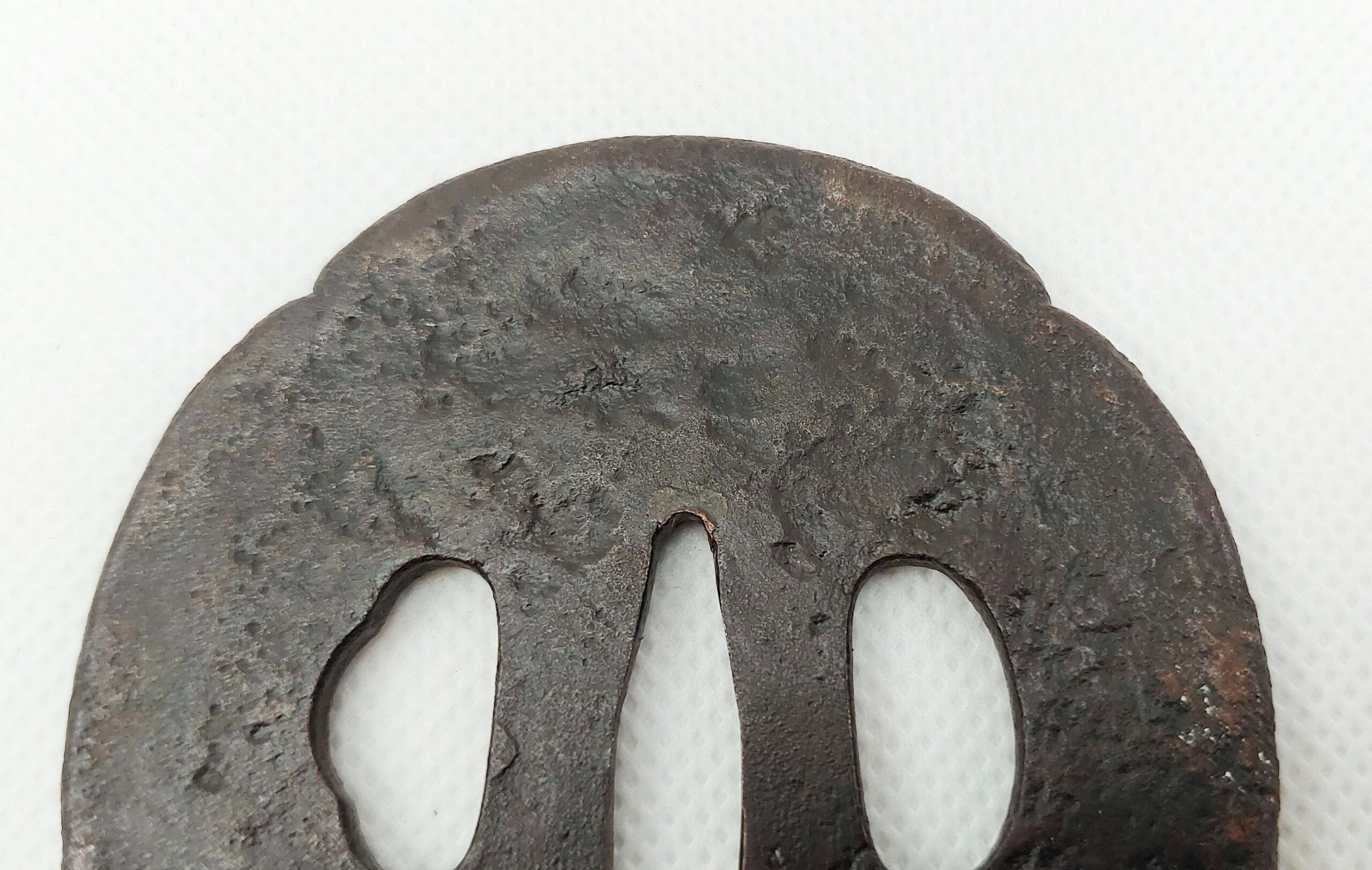Antique Japanese Edo Period Bronze Katana Sword Tsuba With A Butterfly And Flower - Image 6