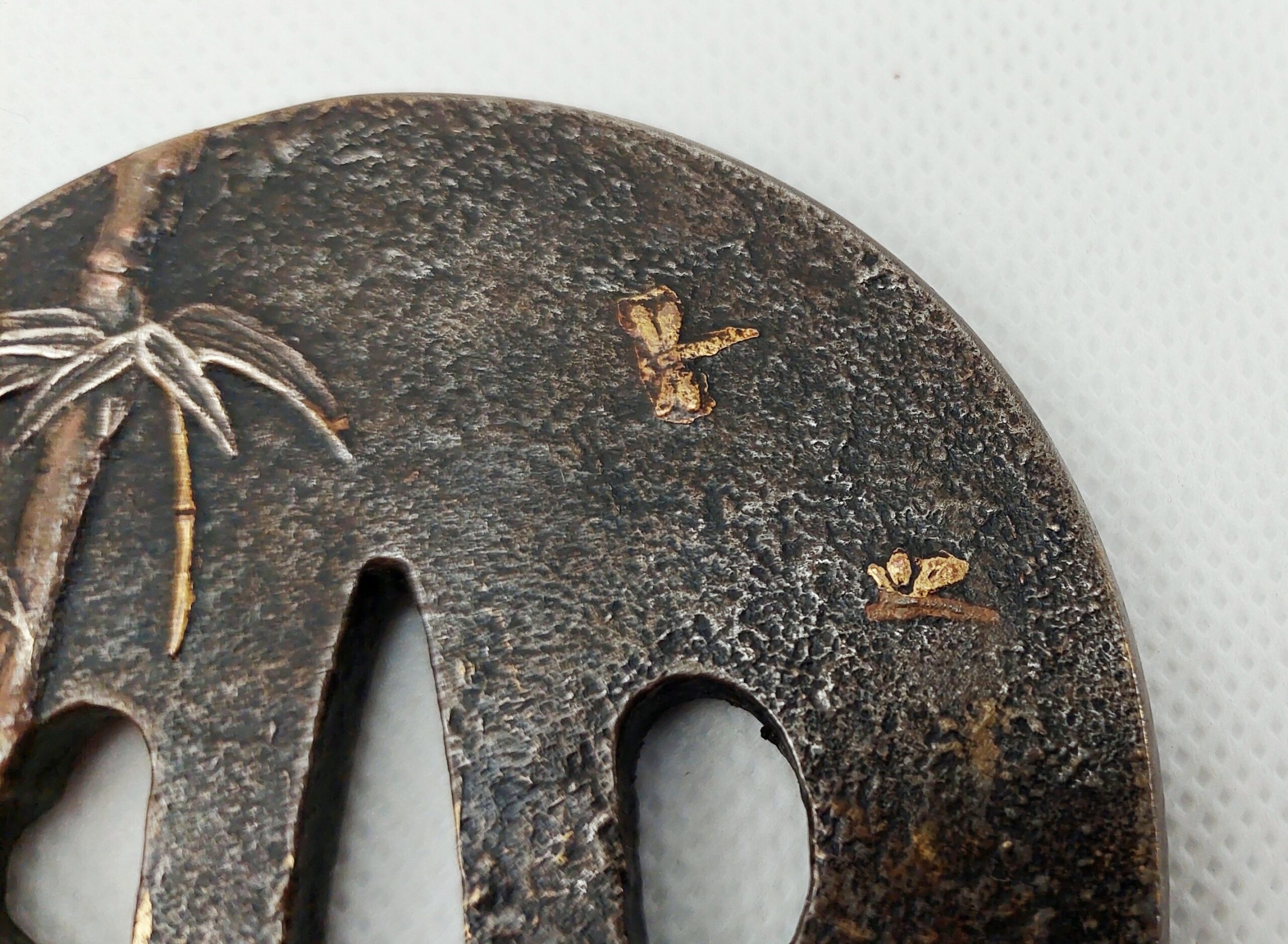 Antique Japanese Edo Period Bronze Katana Sword Tsuba With Bamboo Canes - Image 6