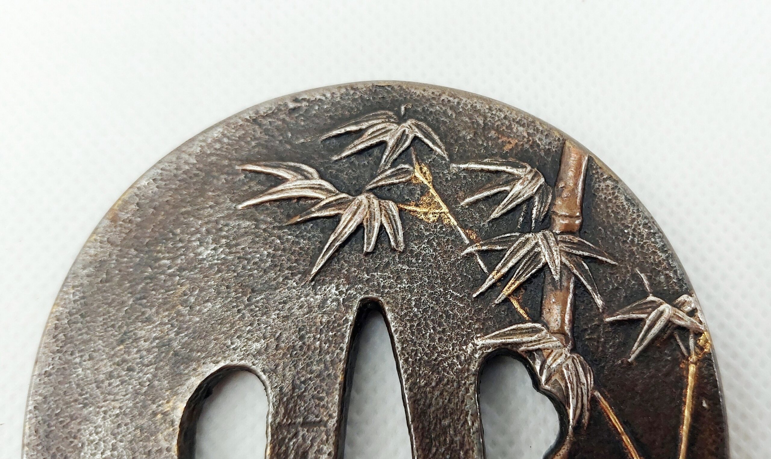 Antique Japanese Edo Period Bronze Katana Sword Tsuba With Bamboo Canes - Image 4