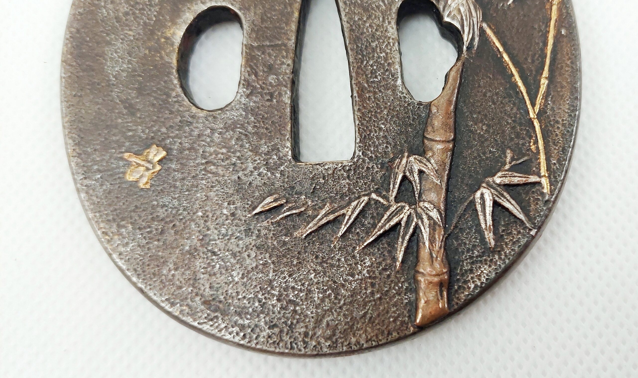 Antique Japanese Edo Period Bronze Katana Sword Tsuba With Bamboo Canes - Image 3