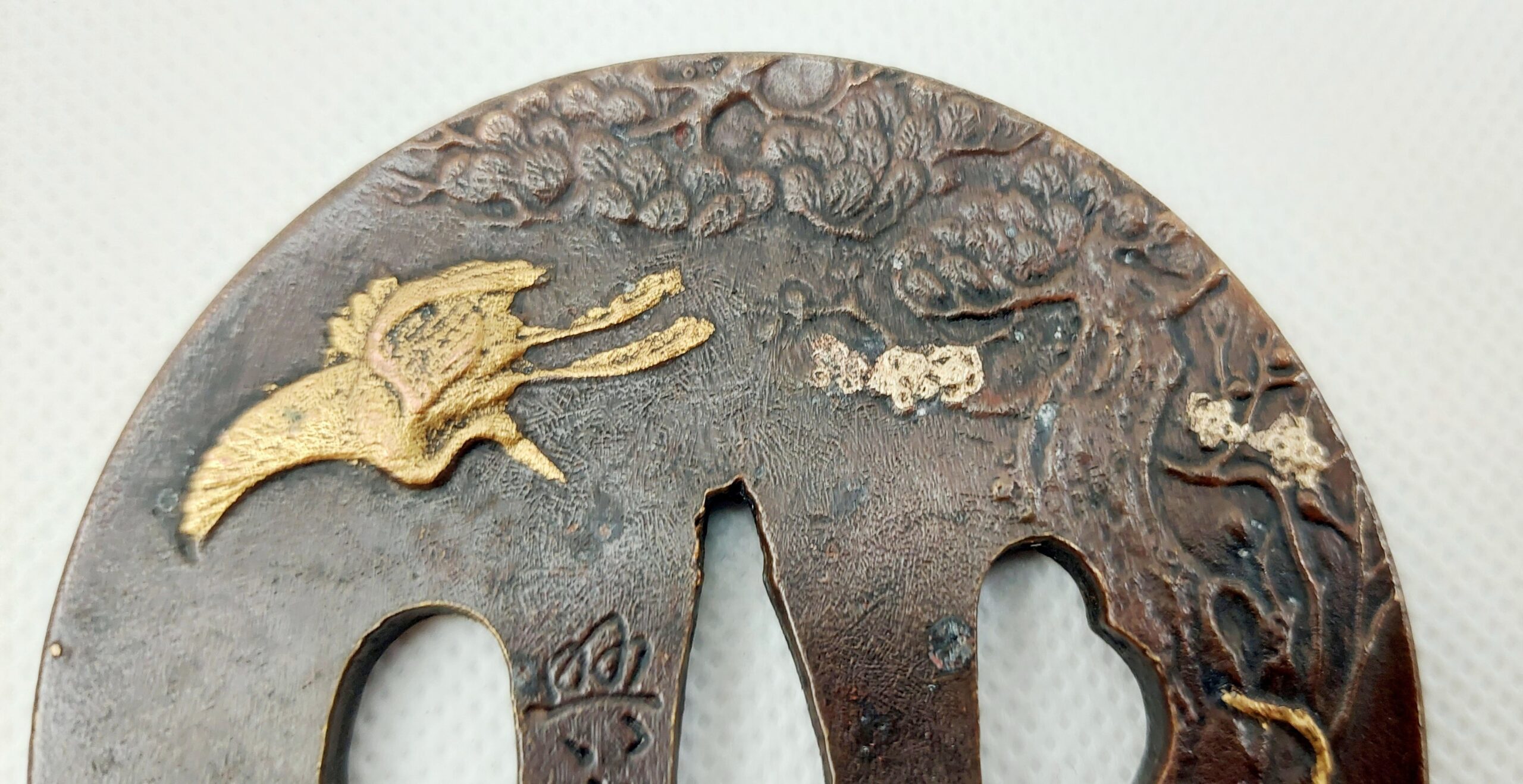 Antique Japanese Edo Period Bronze Katana Sword Tsuba With Herons - Image 7
