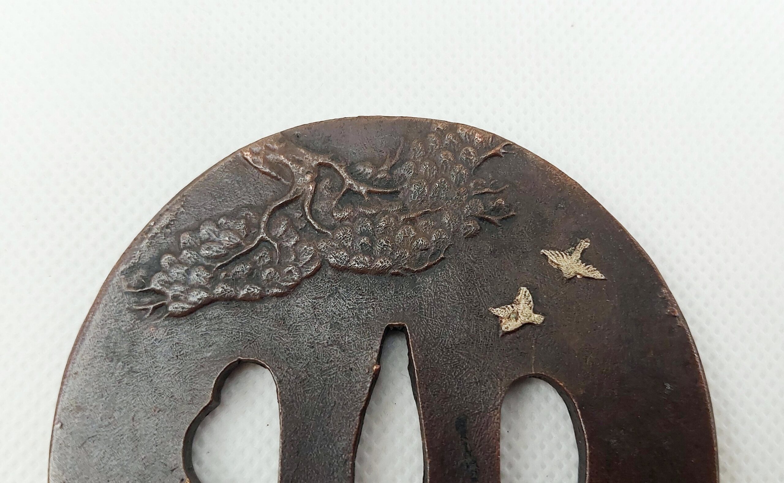 Antique Japanese Edo Period Bronze Katana Sword Tsuba With Herons - Image 4