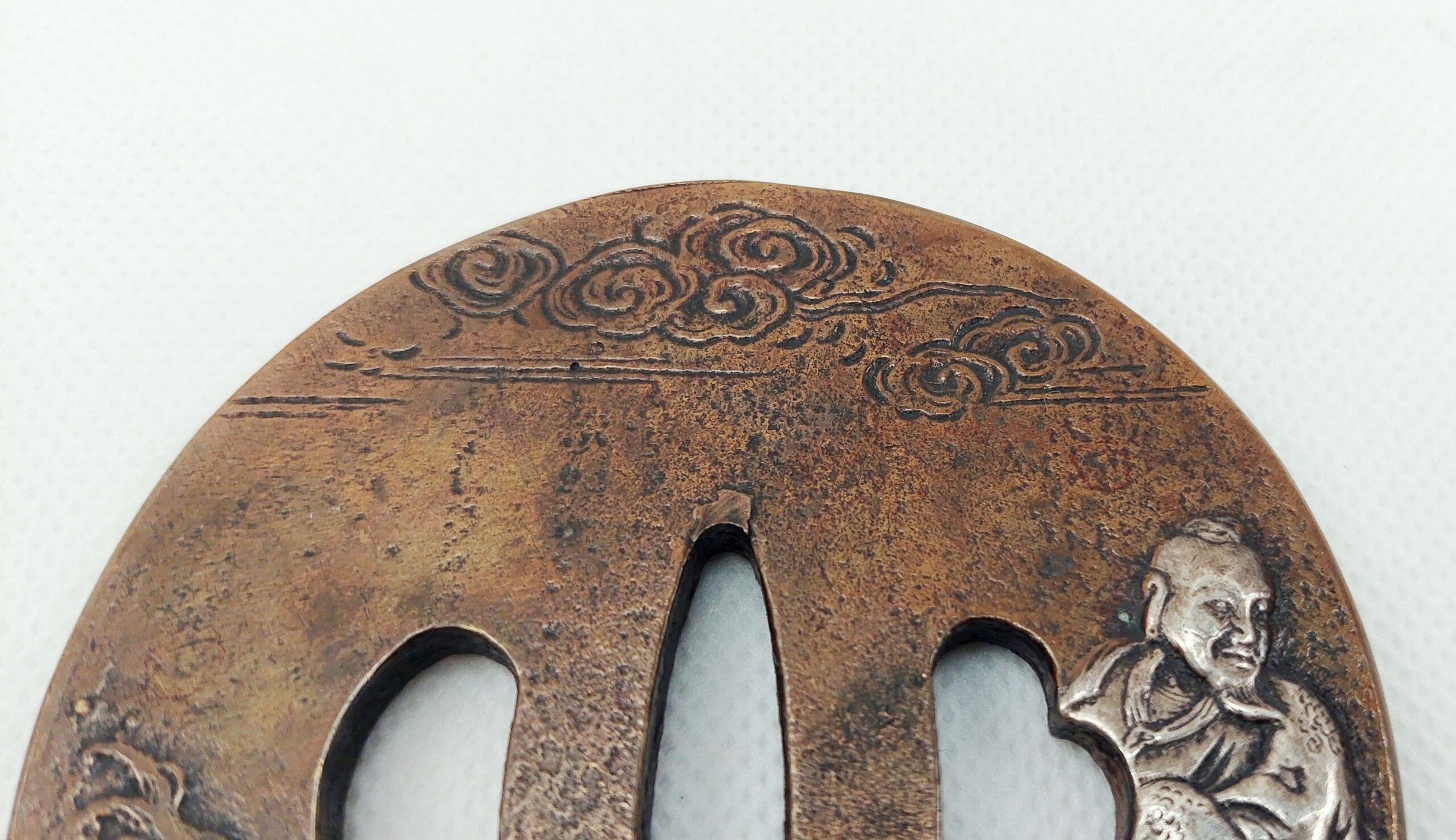 Antique Japanese Edo Period Bronze Katana Sword Tsuba With Sea Scenes - Image 6