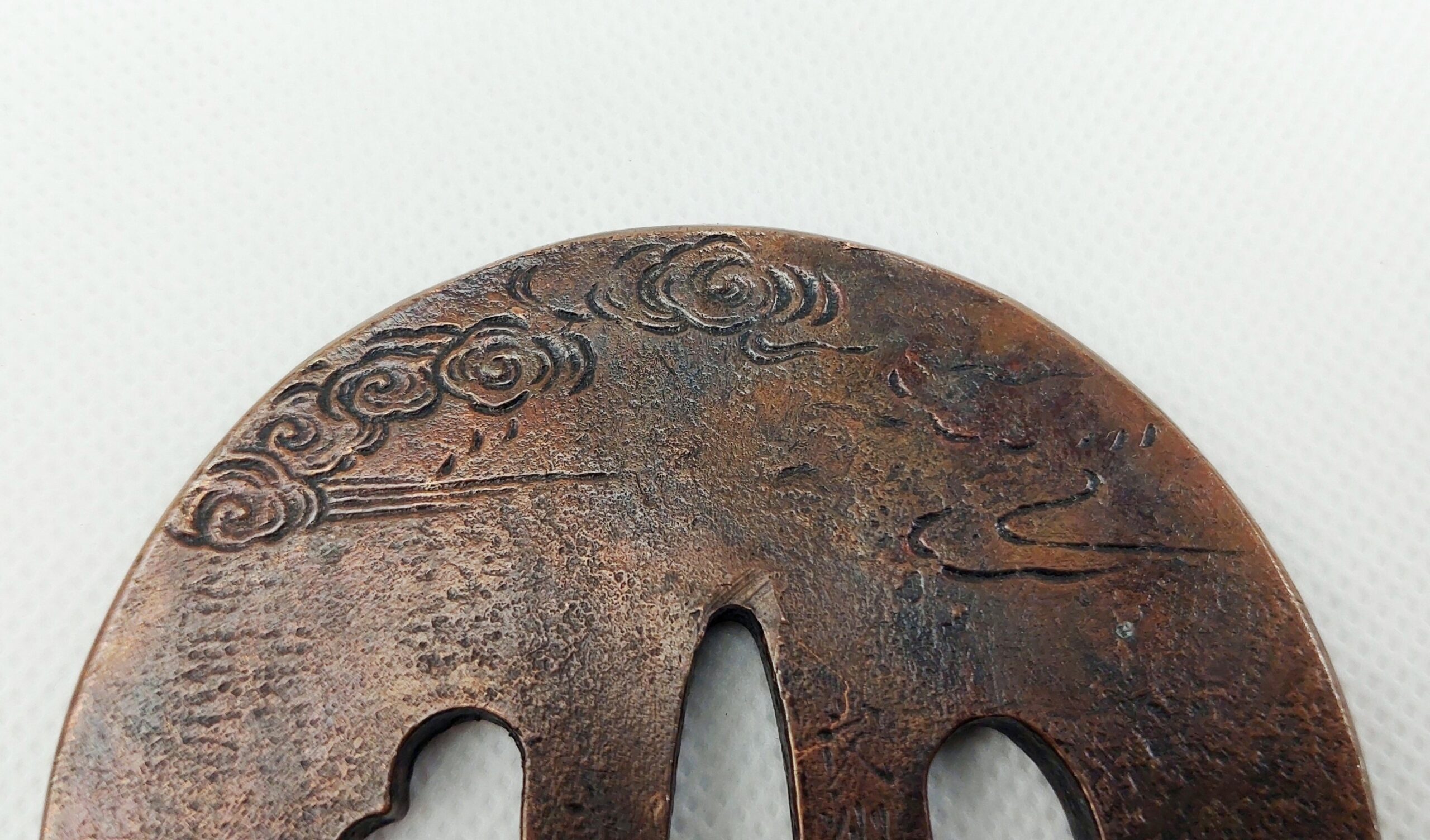 Antique Japanese Edo Period Bronze Katana Sword Tsuba With Sea Scenes - Image 3