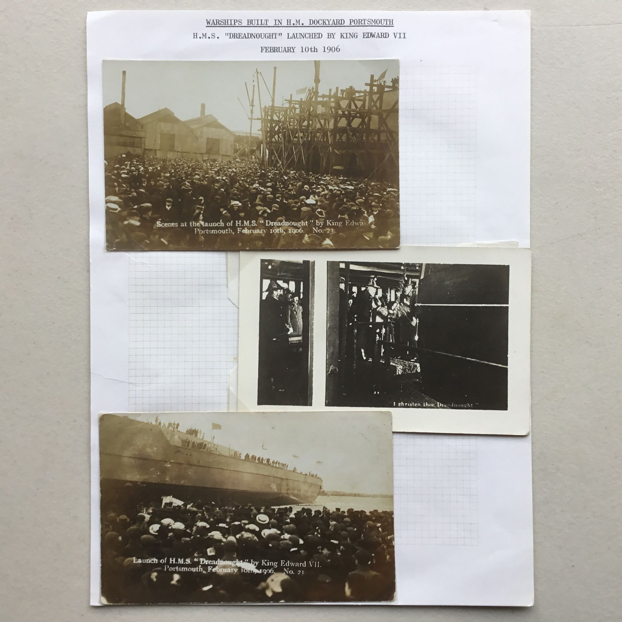 Superb collection of 19 real photo postcards: Portsmouth warships & launches 1906-1913 - Image 7