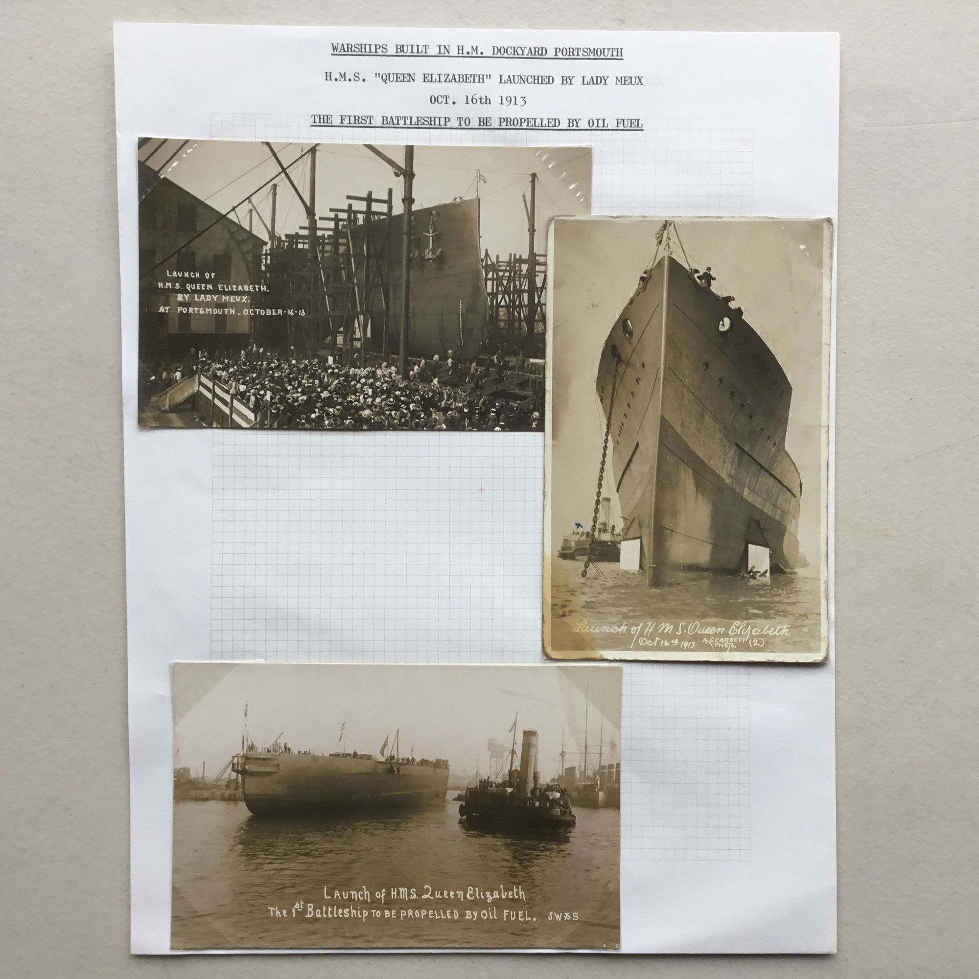Superb collection of 19 real photo postcards: Portsmouth warships & launches 1906-1913 - Image 3