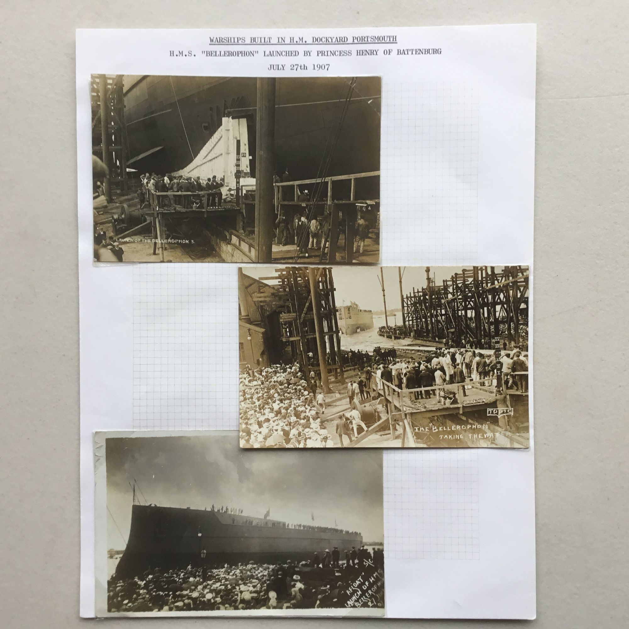 Superb collection of 19 real photo postcards: Portsmouth warships & launches 1906-1913 - Image 4