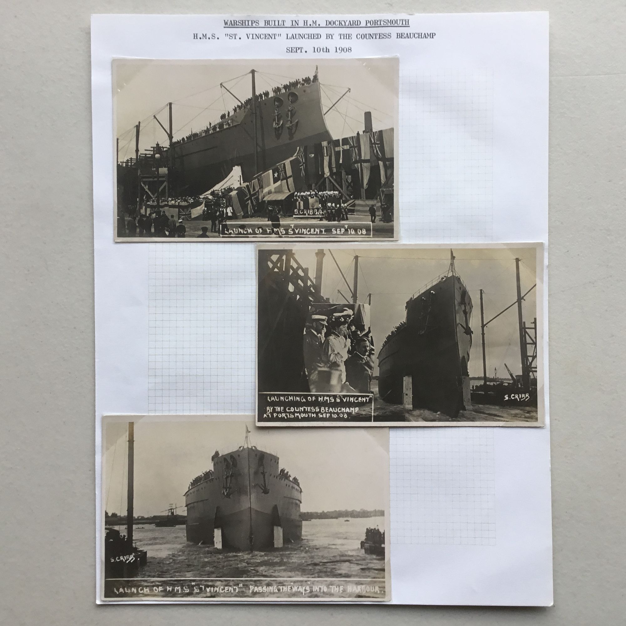 Superb collection of 19 real photo postcards: Portsmouth warships & launches 1906-1913 - Image 8