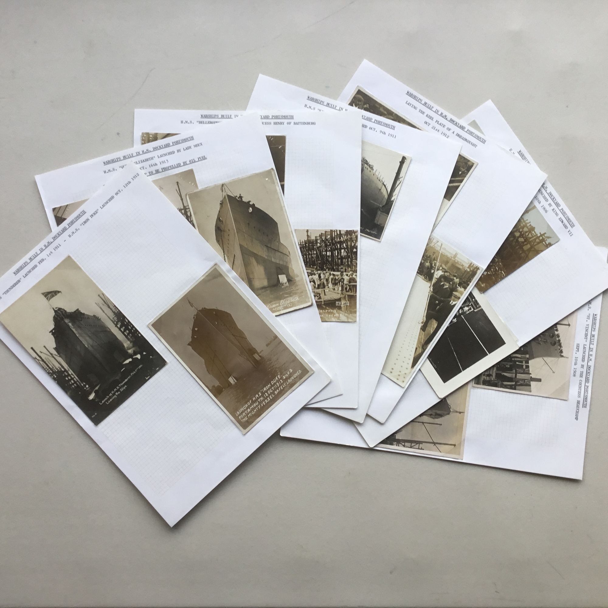 Superb collection of 19 real photo postcards: Portsmouth warships & launches 1906-1913