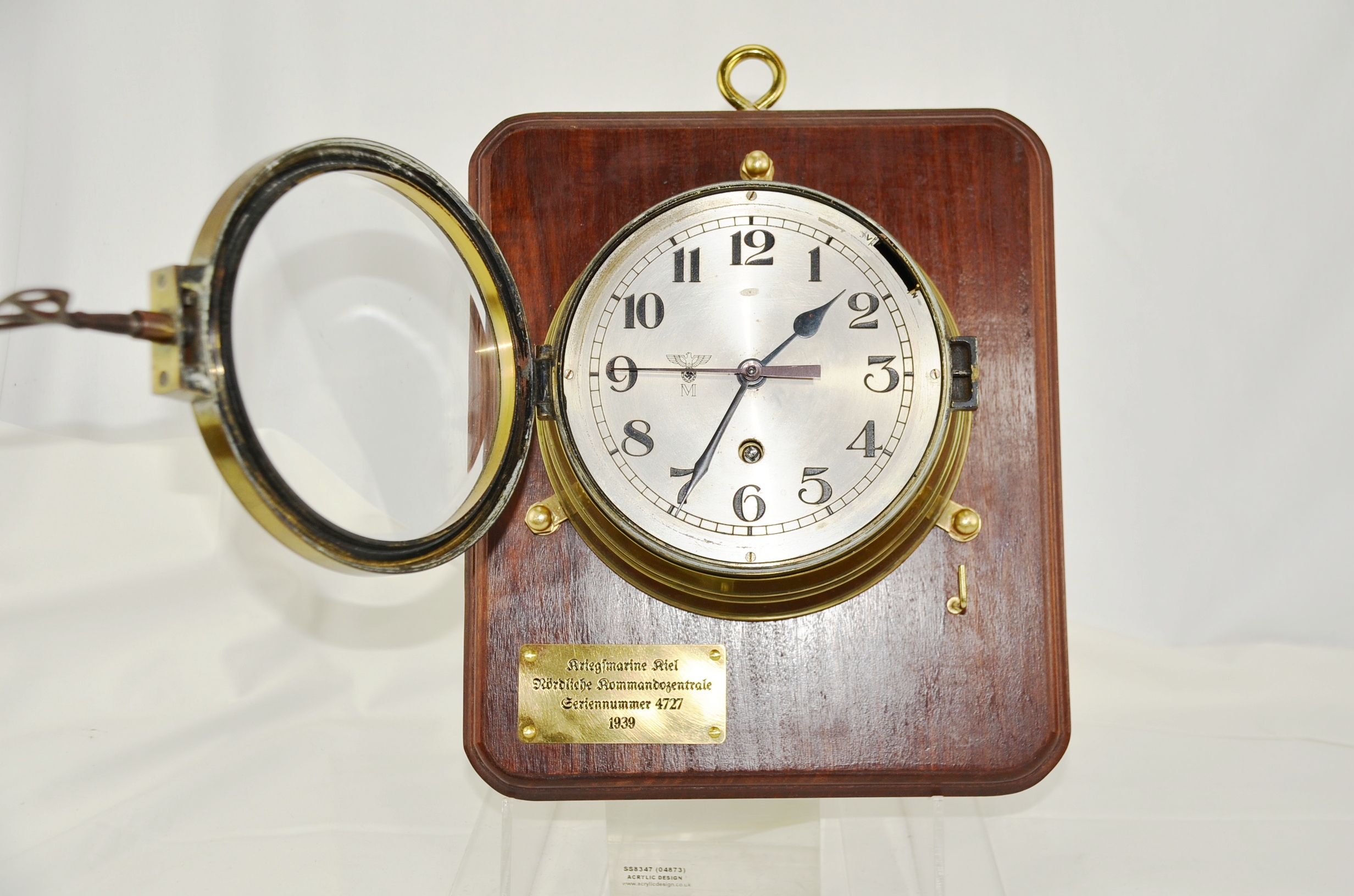 Third Reich Kriegsmarine Brass Bulkhead Clock - Image 8