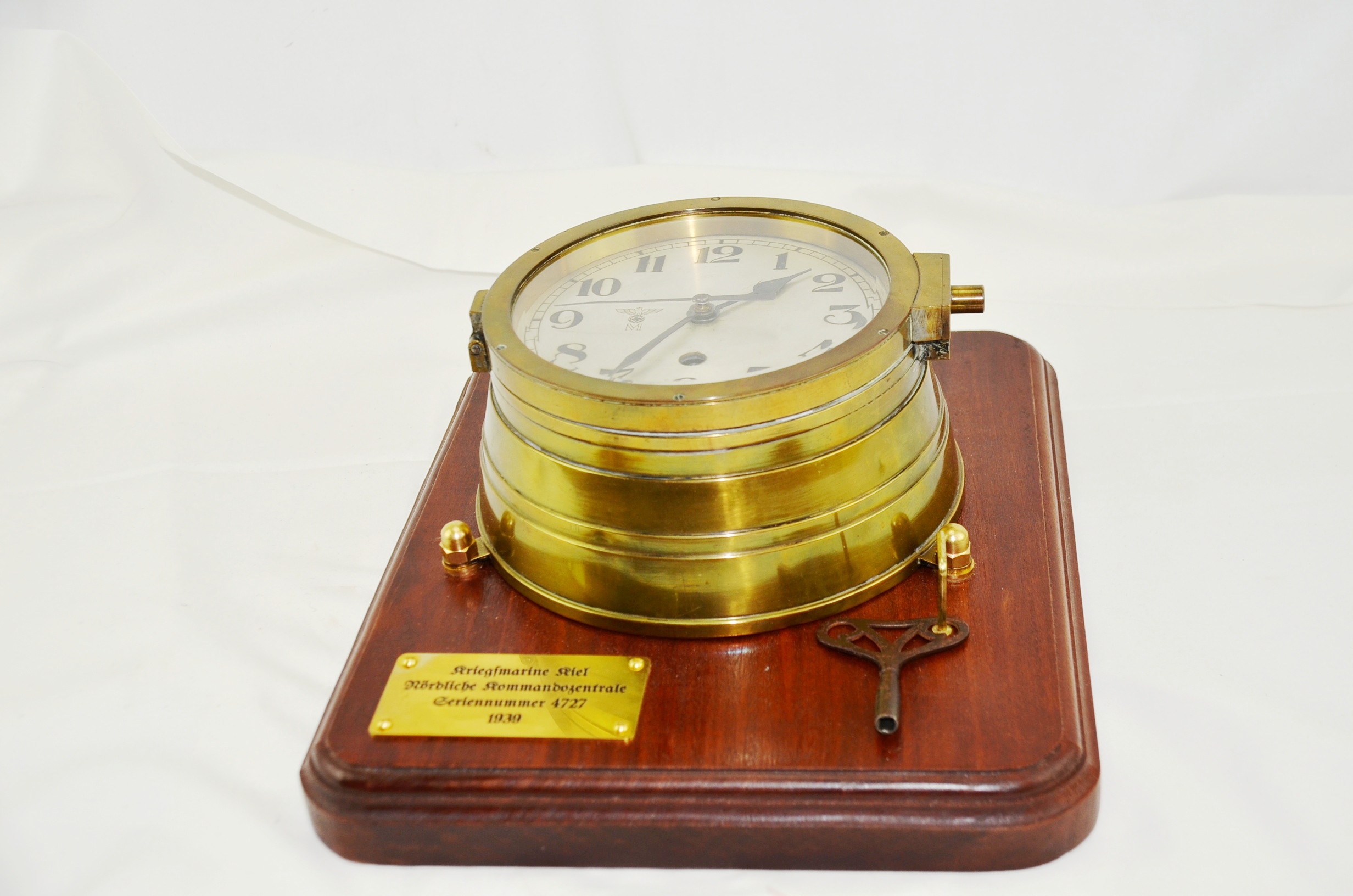 Third Reich Kriegsmarine Brass Bulkhead Clock - Image 9