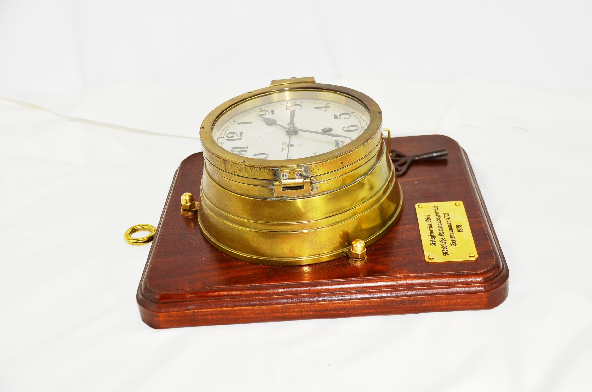 Third Reich Kriegsmarine Brass Bulkhead Clock - Image 13