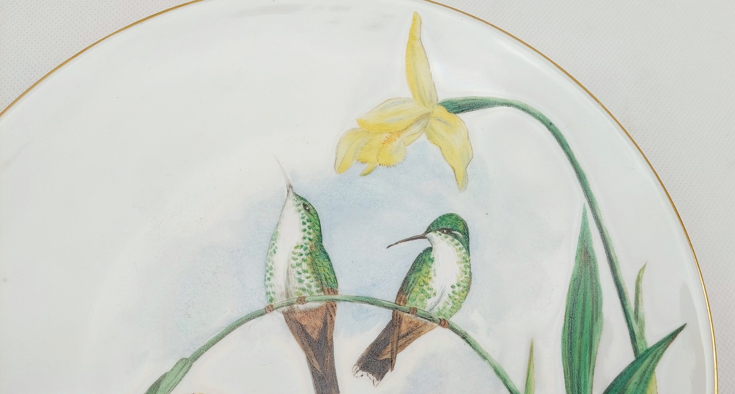 Set of Three Plates Hand Painted with Birds c1885 - Image 10