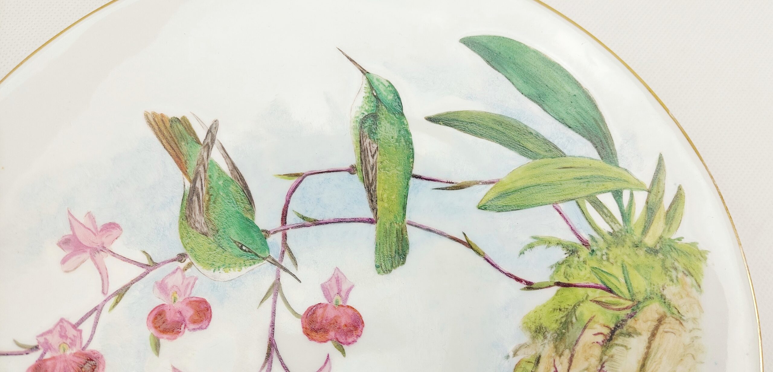 Set of Three Plates Hand Painted with Birds c1885 - Image 15