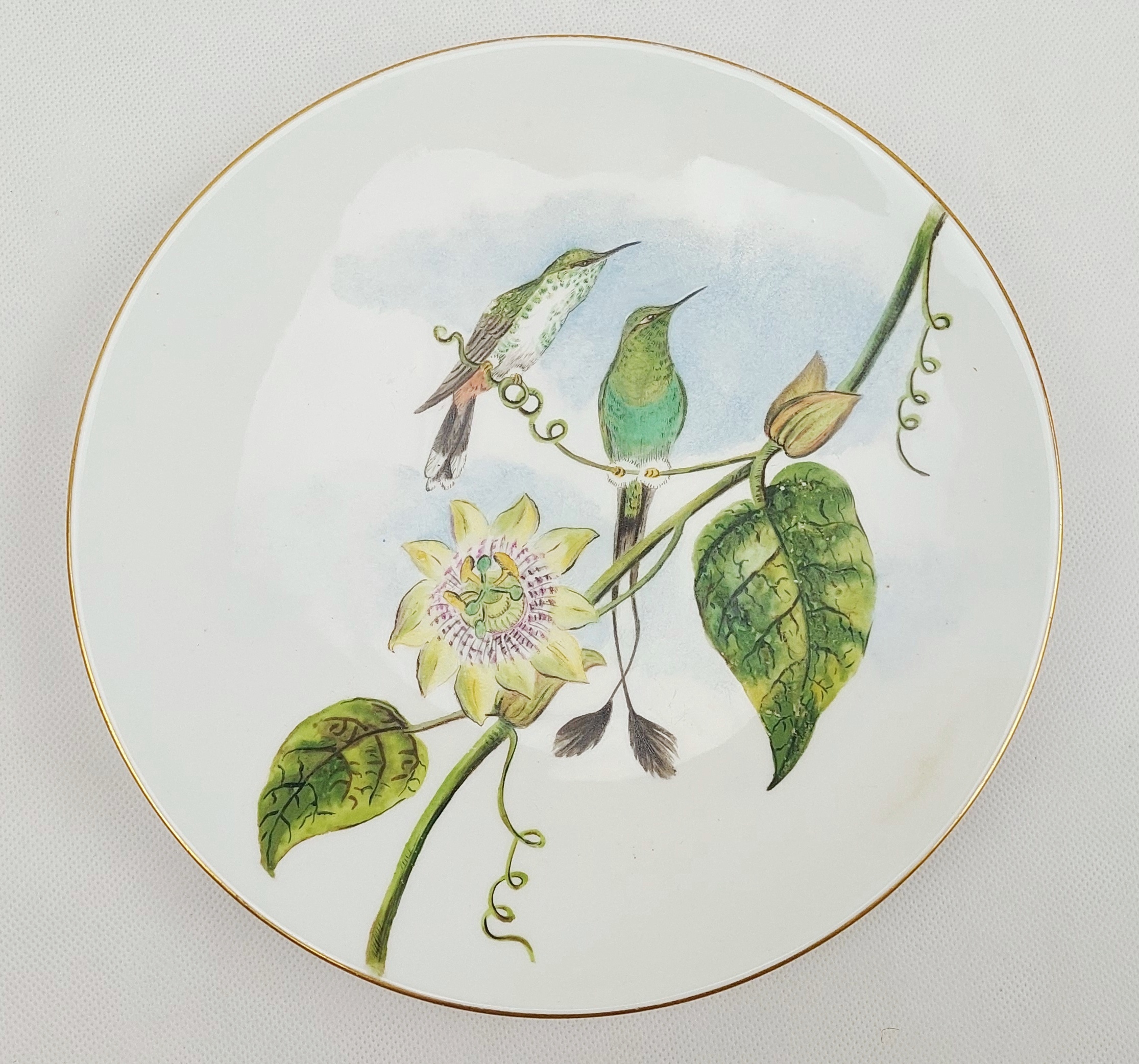 Set of Three Plates Hand Painted with Birds c1885 - Image 2