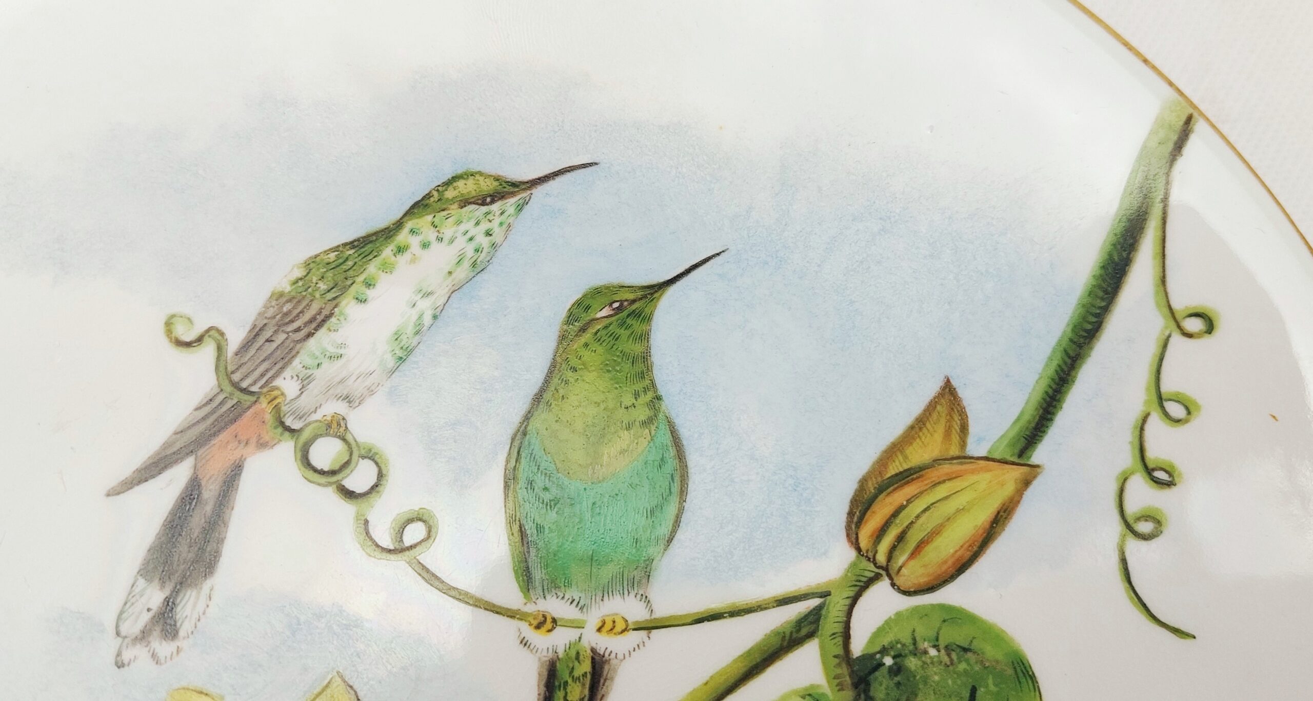 Set of Three Plates Hand Painted with Birds c1885 - Image 3