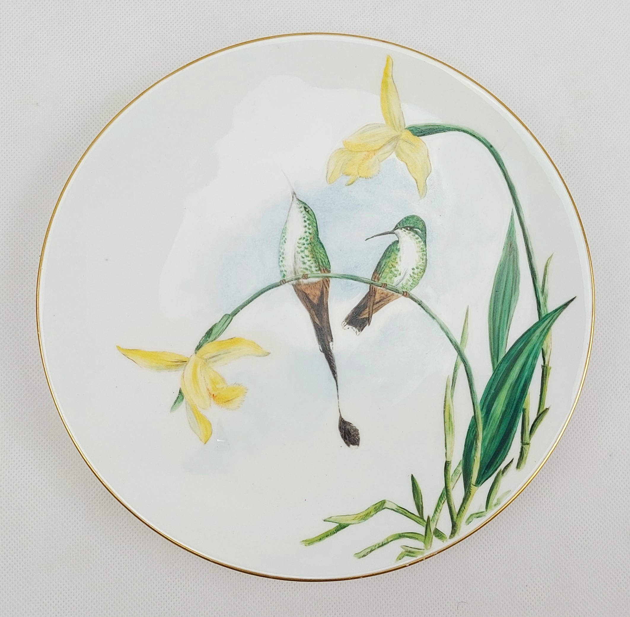 Set of Three Plates Hand Painted with Birds c1885 - Image 9