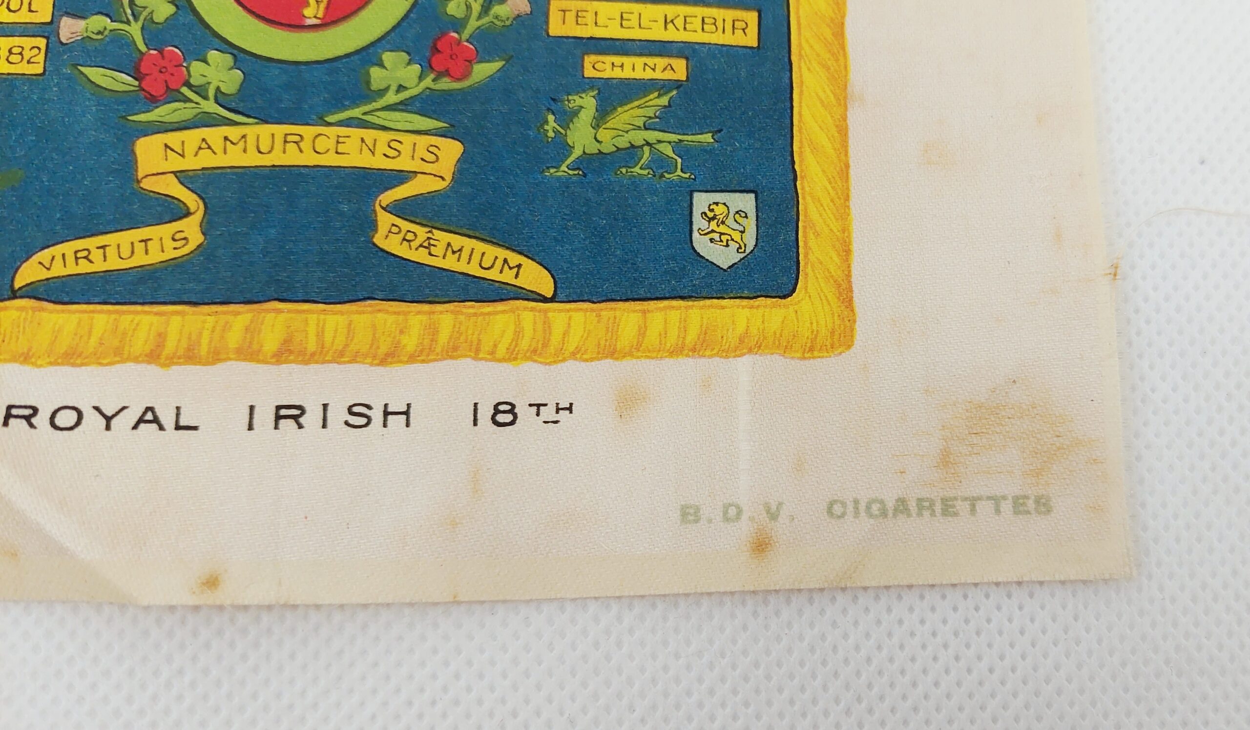 WW1 BDV Cigarettes Silk Postcard - Royal Irish 18th - Image 2