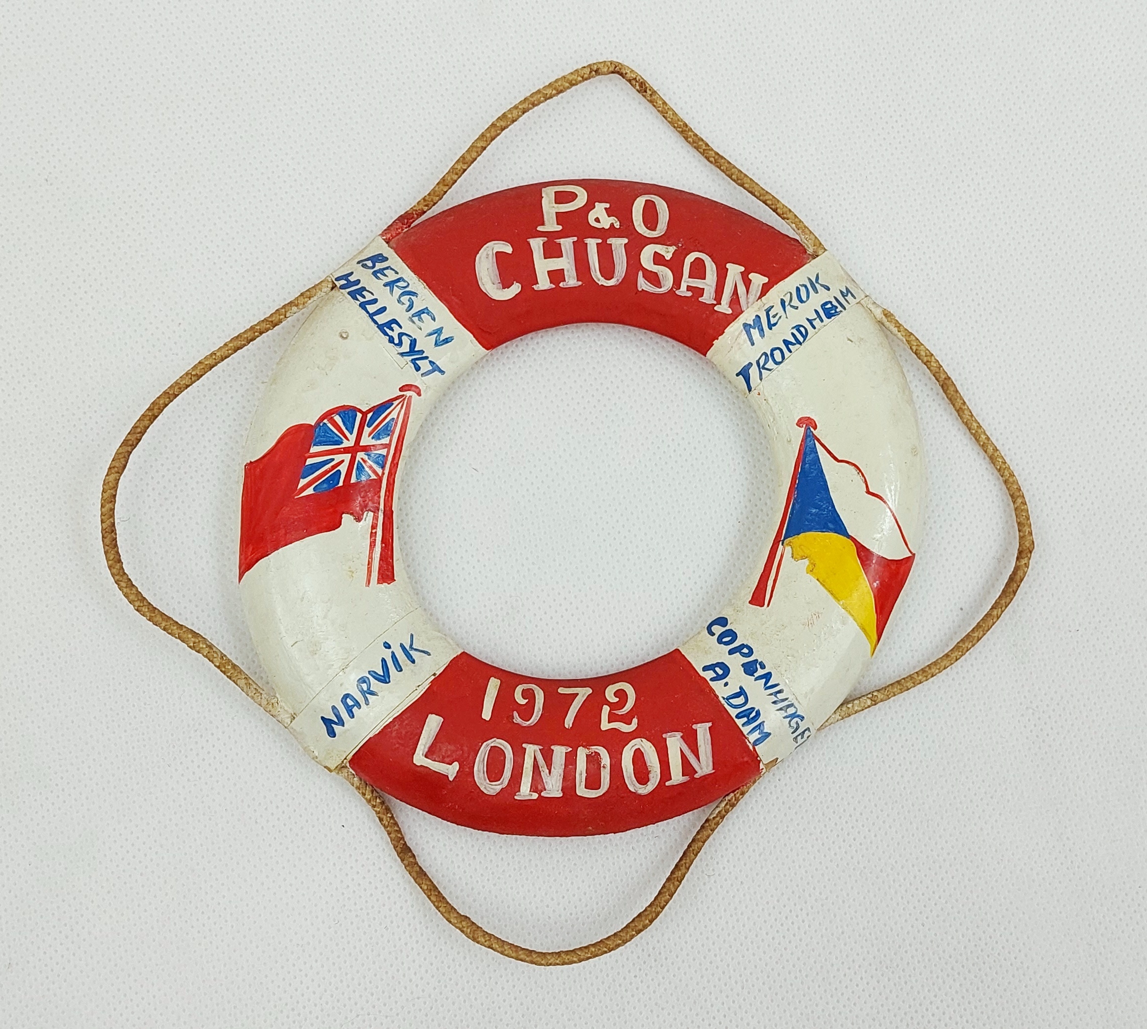 P&O SS Chusan Ocean Liner 1972 Norway Cruise Souvenir Life Ring