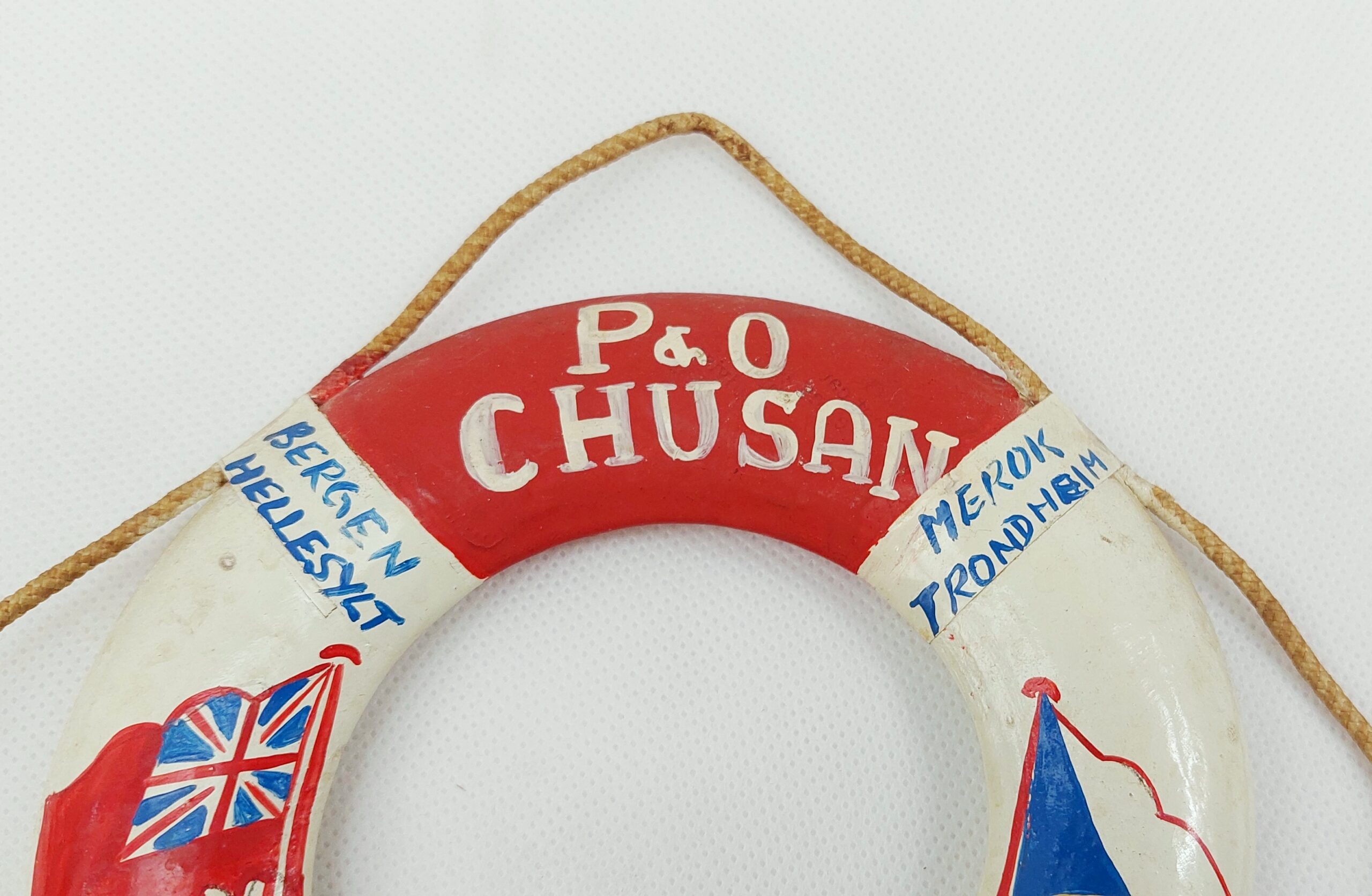 P&O SS Chusan Ocean Liner 1972 Norway Cruise Souvenir Life Ring - Image 2