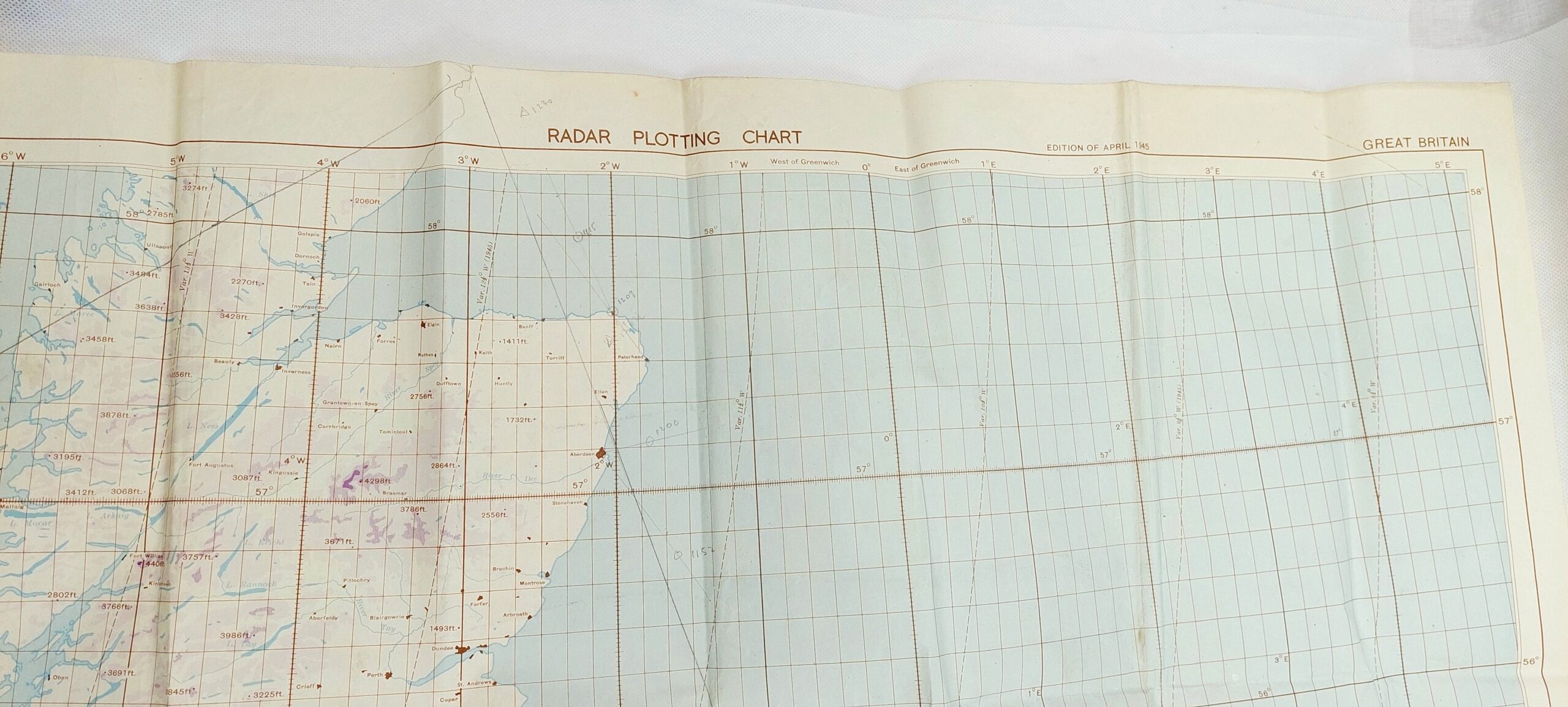 Original WW2 Air Ministry Radar Plotting Map of Great Britain c1945 - Image 3