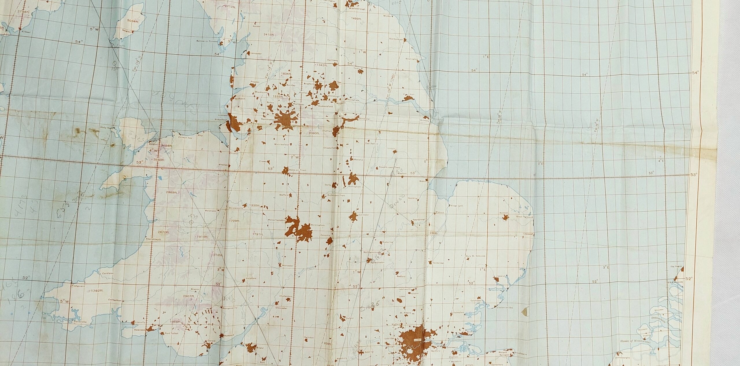 Original WW2 Air Ministry Radar Plotting Map of Great Britain c1945 - Image 7