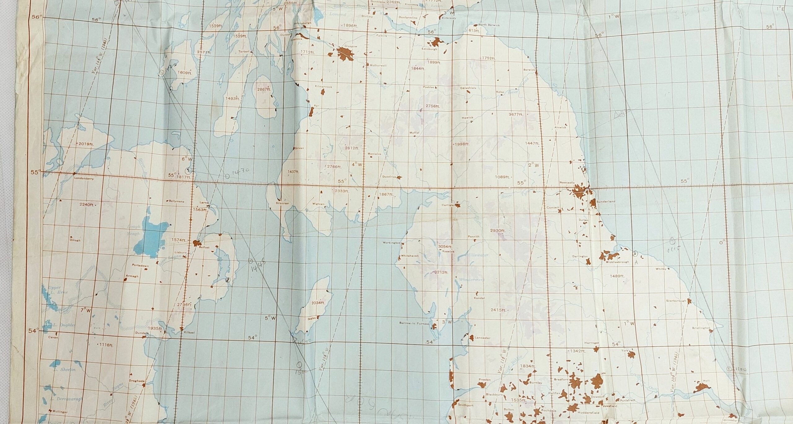 Original WW2 Air Ministry Radar Plotting Map of Great Britain c1945 - Image 9