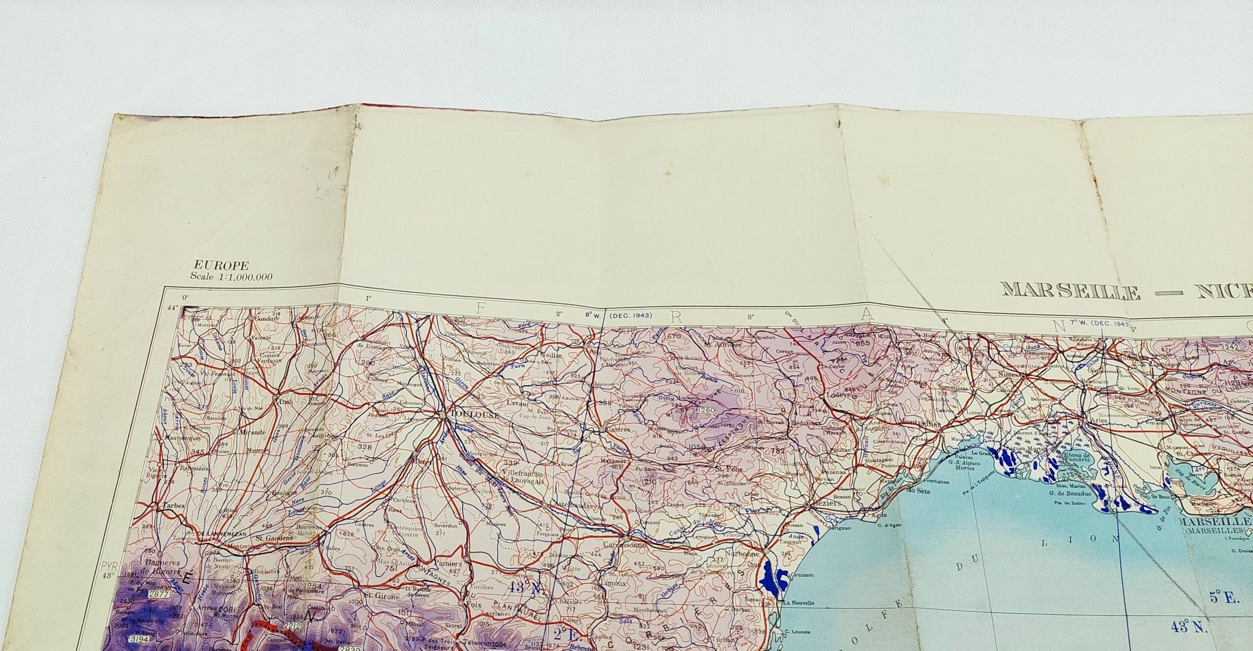 Original WW2 Marseille – Nice Army/Air Style War Office Map No. 2758 - Image 5