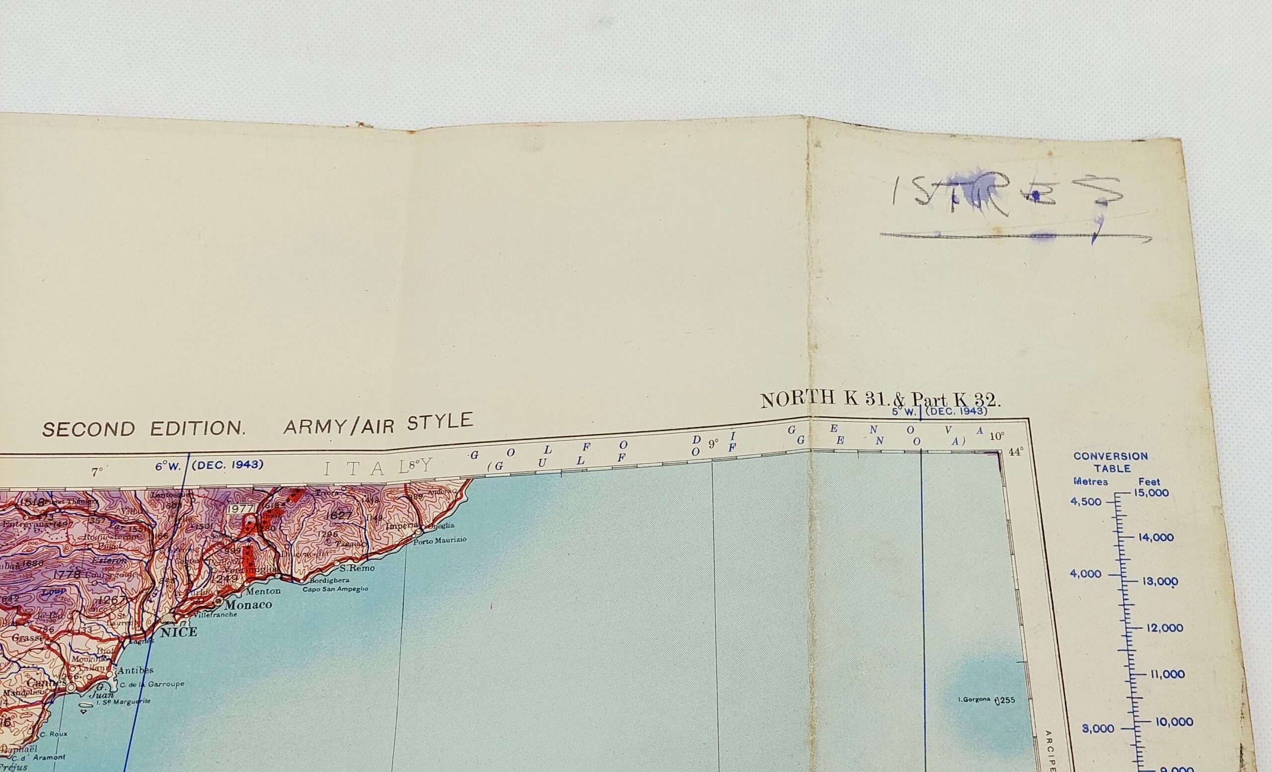 Original WW2 Marseille – Nice Army/Air Style War Office Map No. 2758 - Image 7
