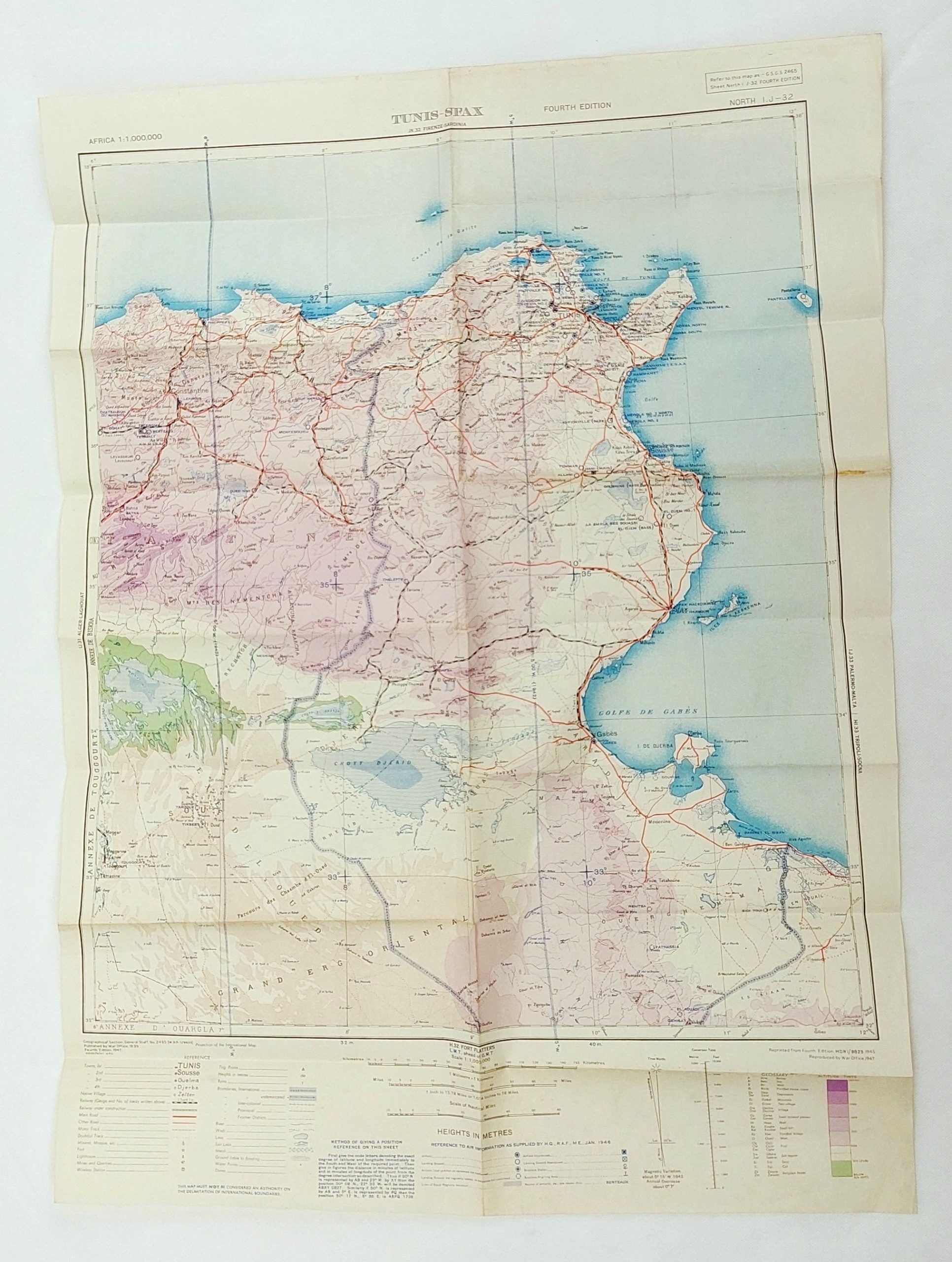 Original c1947 Tunis – Sfax War Office Map No. 2465 4th Ed.