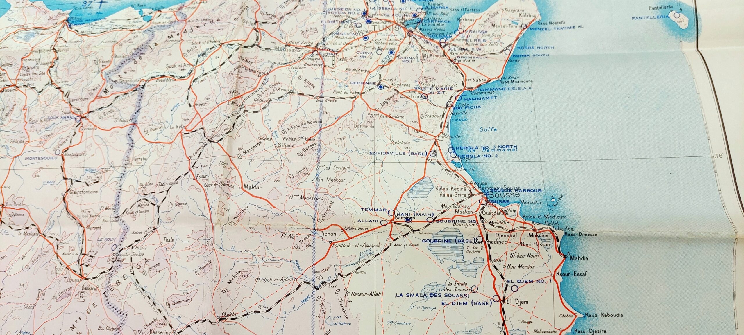 Original c1947 Tunis – Sfax War Office Map No. 2465 4th Ed. - Image 3