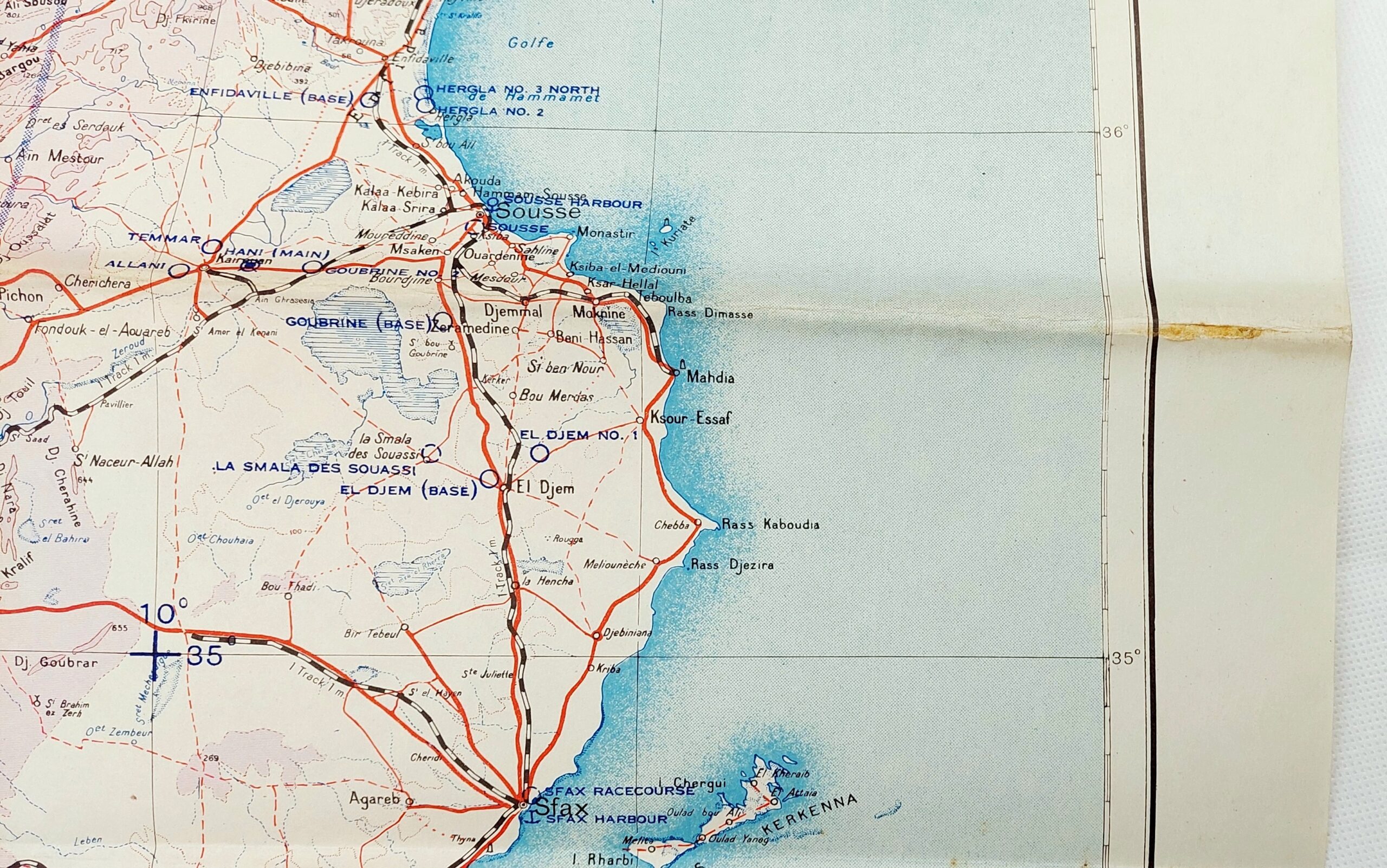 Original c1947 Tunis – Sfax War Office Map No. 2465 4th Ed. - Image 6