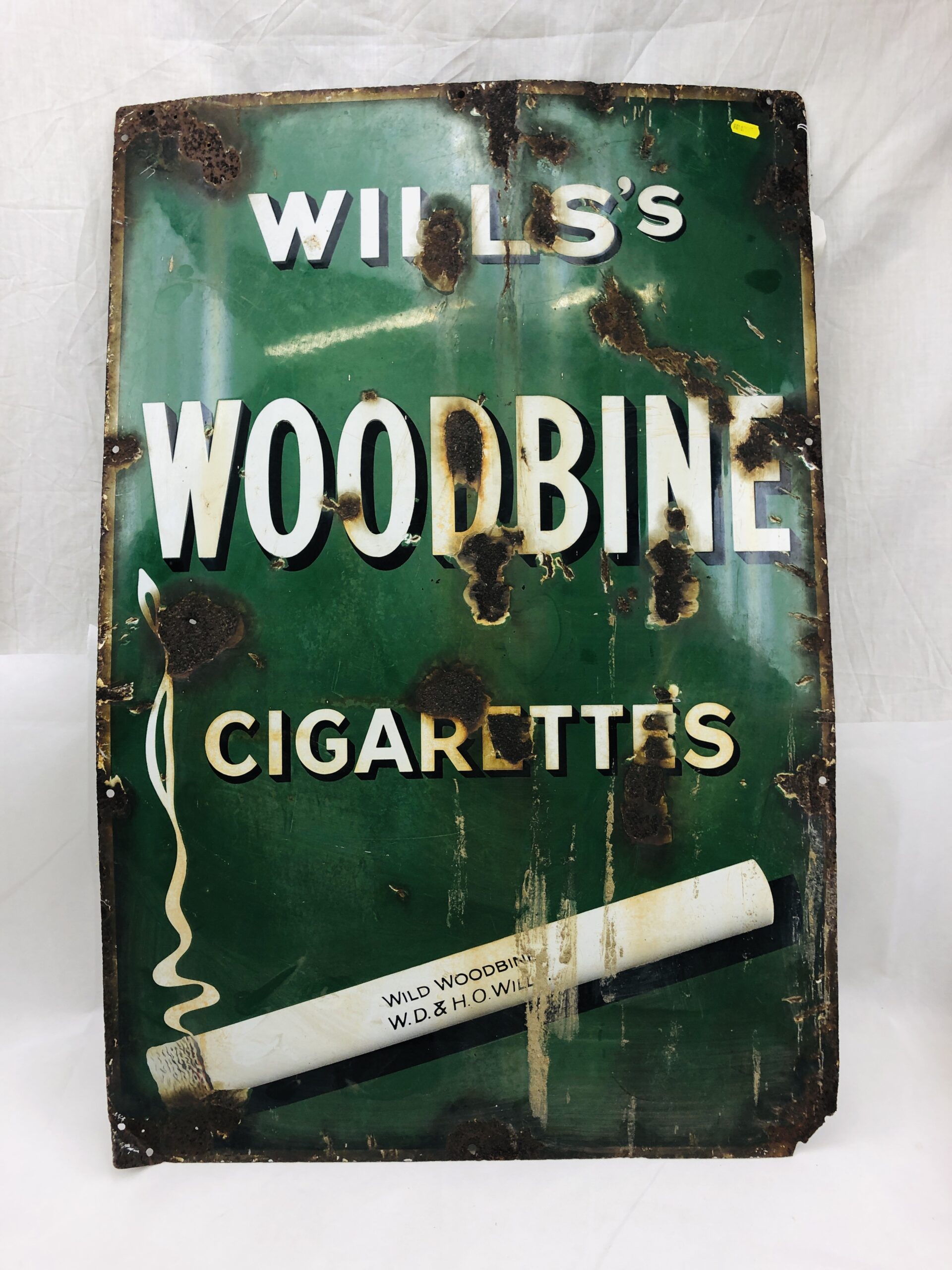 Wills Woodbine Vintage Enamel Advertising Sign - Image 2