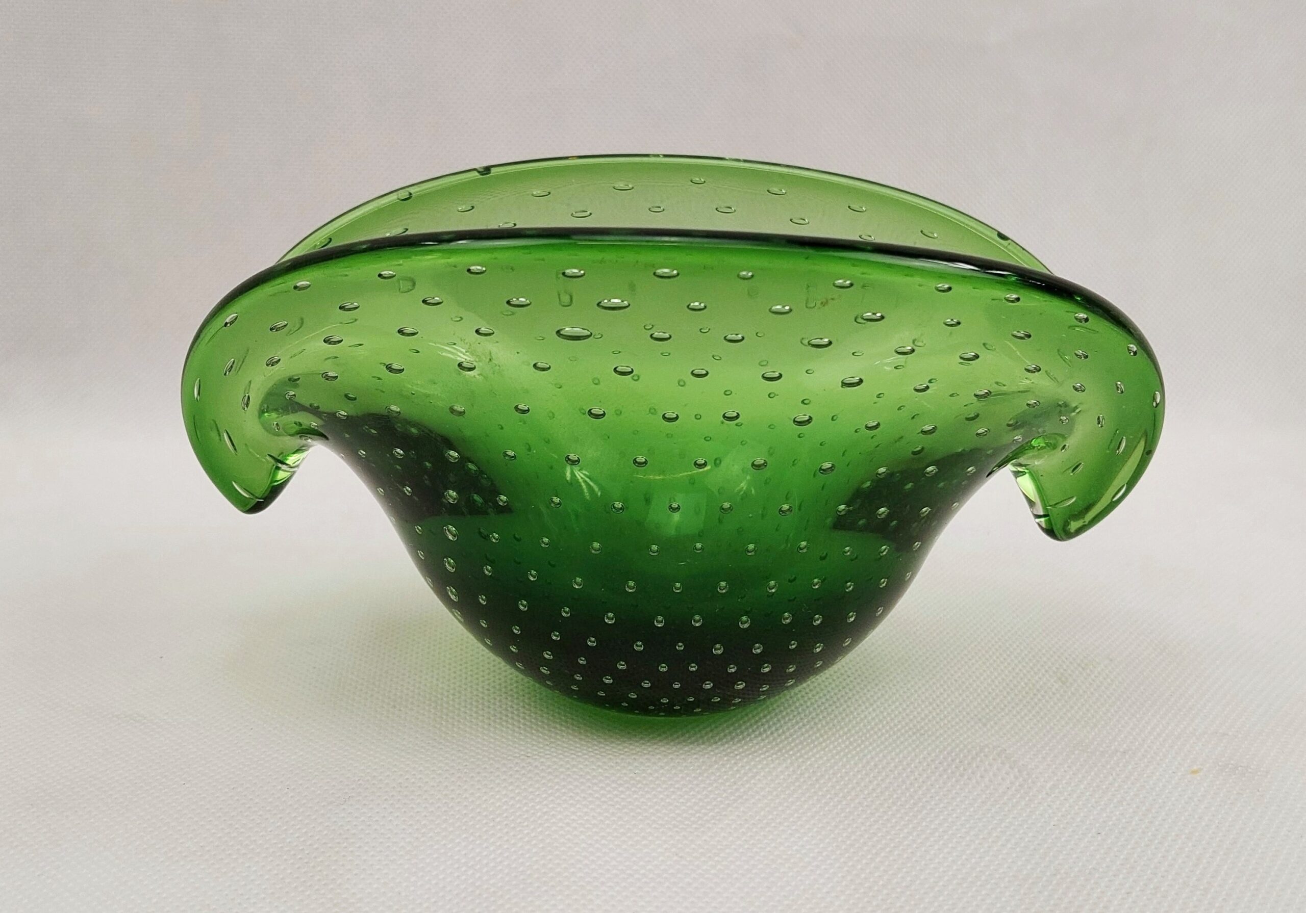 1960s Murano Green Bubble Bowl - Image 4