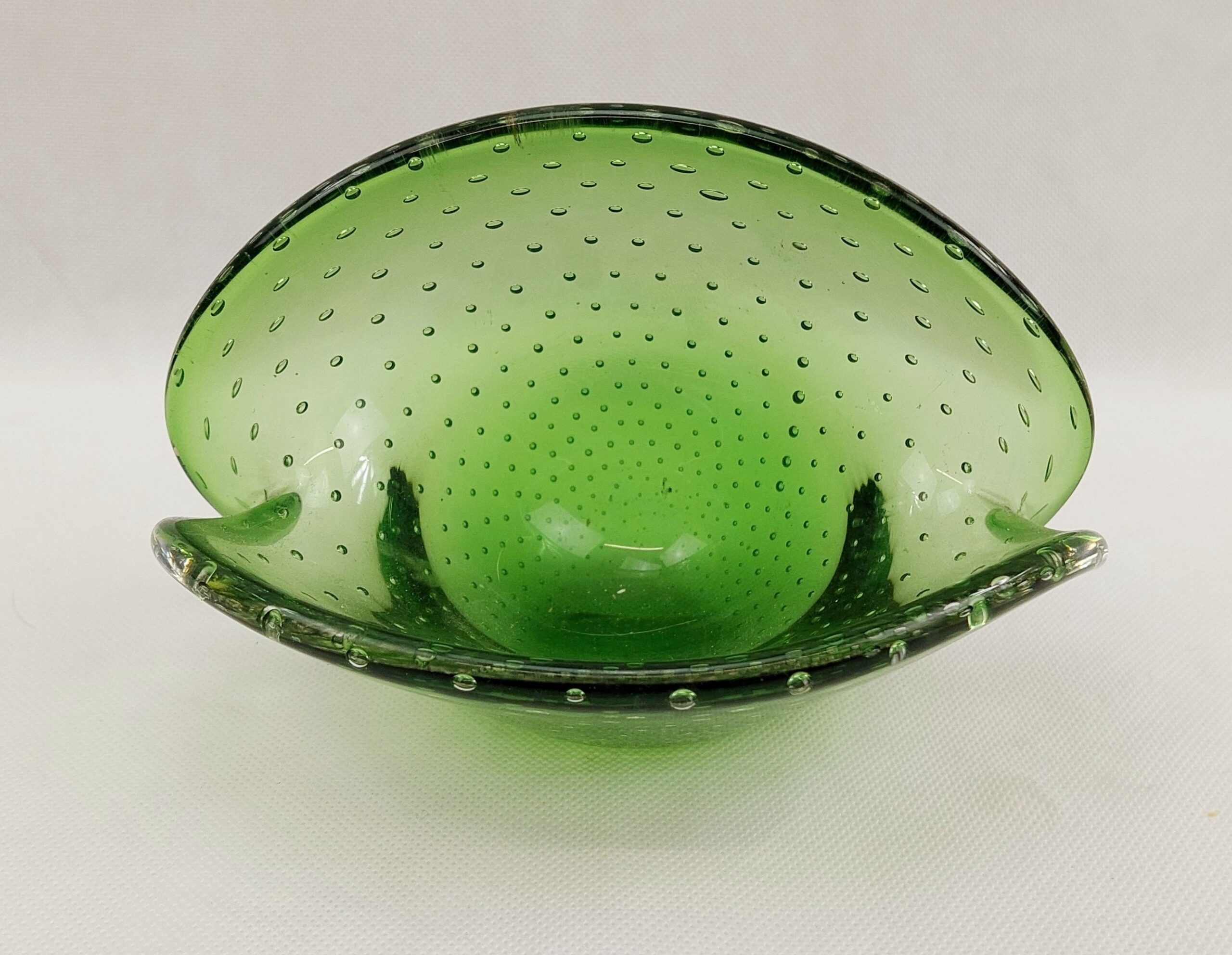1960s Murano Green Bubble Bowl - Image 2