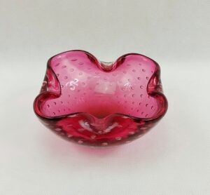 1960s Murano Red Bubble Bowl