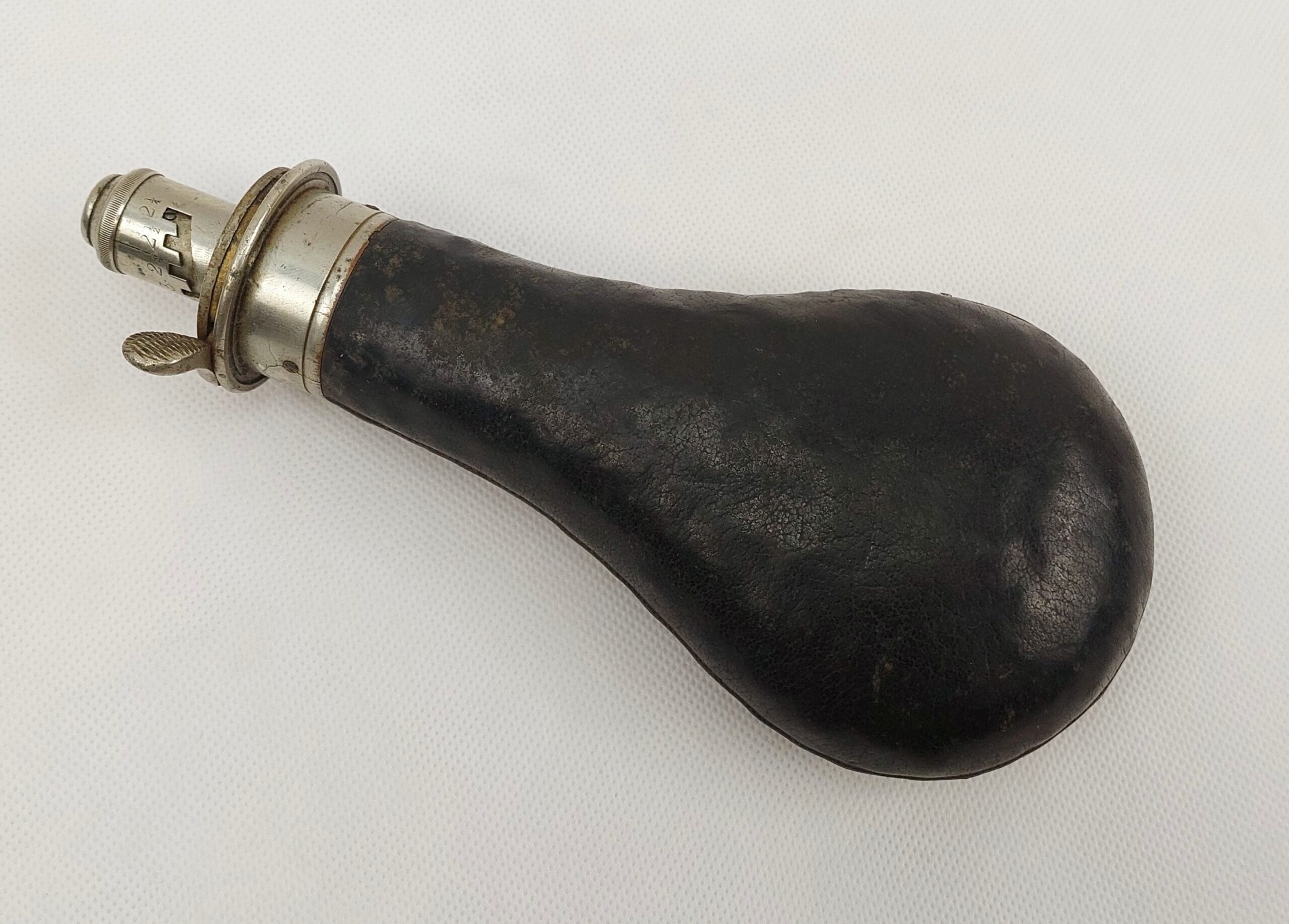 Antique Leather And Steel Powder Horn #3
