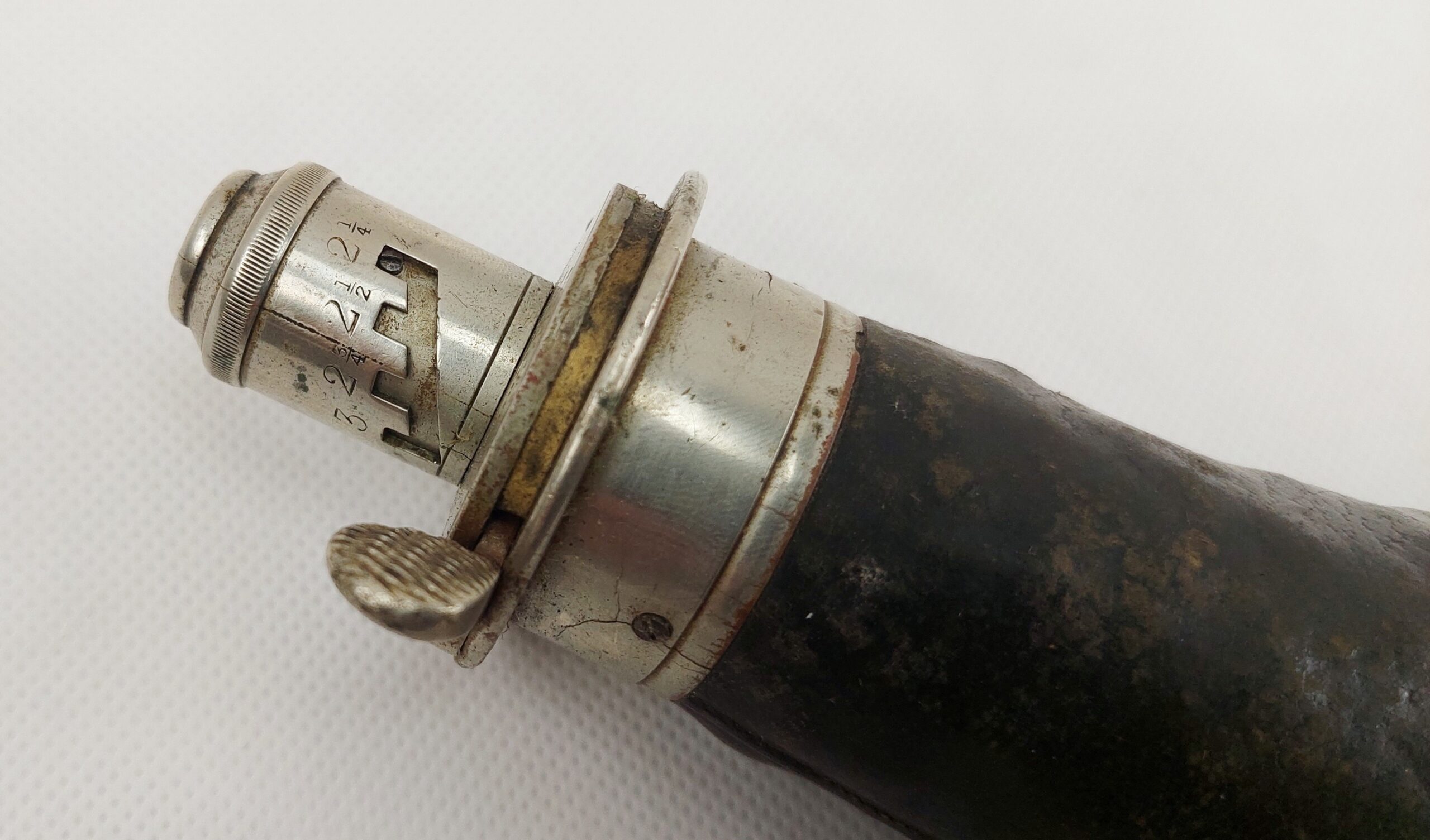 Antique Leather And Steel Powder Horn #3 - Image 5