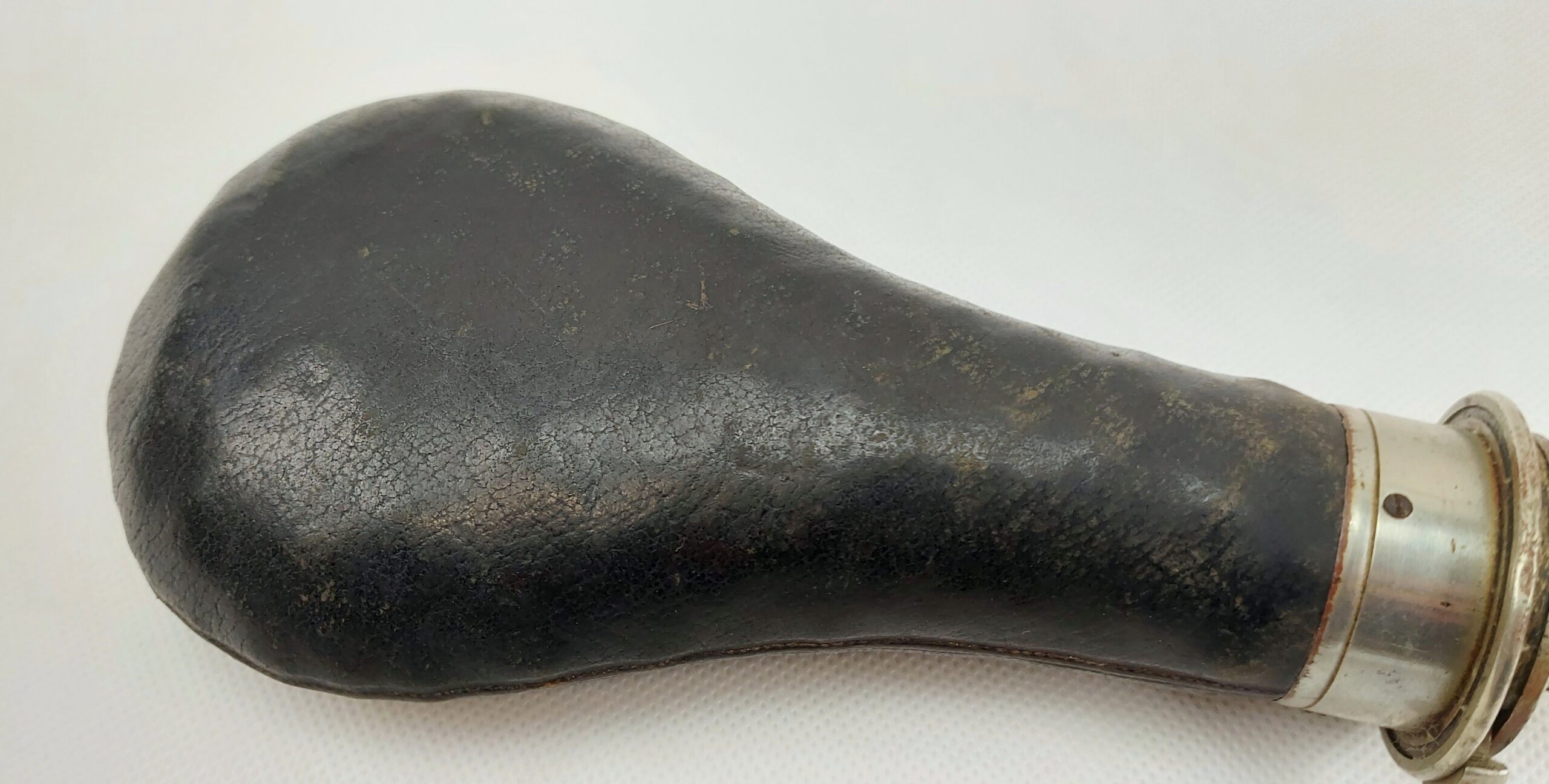 Antique Leather And Steel Powder Horn #3 - Image 2