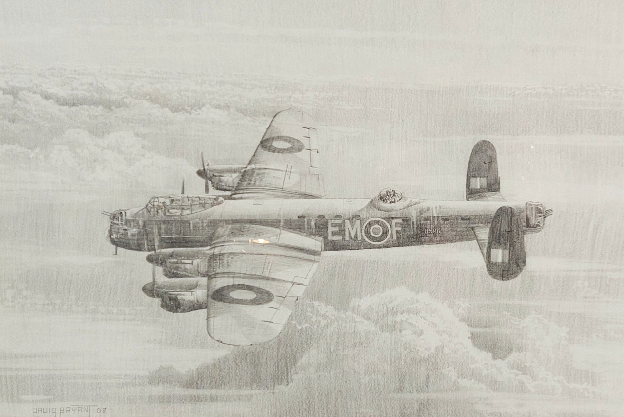Avro Lancaster Pencil Drawing By David Bryan - Image 2