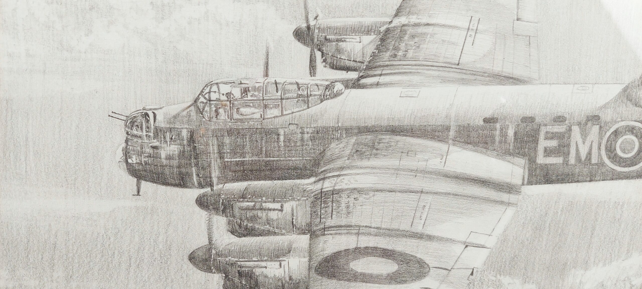Avro Lancaster Pencil Drawing By David Bryan - Image 4
